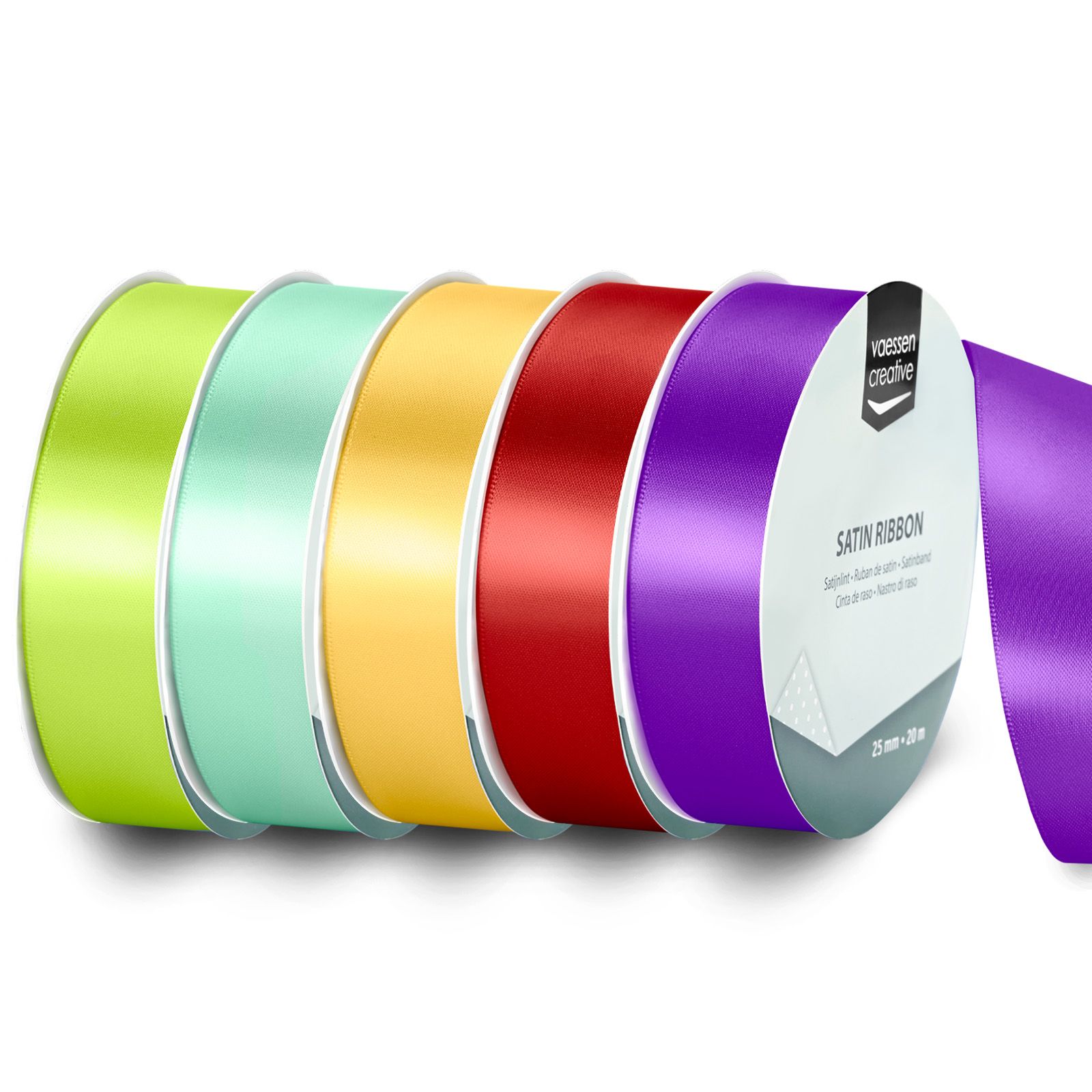 Vaessen Creative • Nastro di Raso 5 Colori 10mx25mm Multicolore