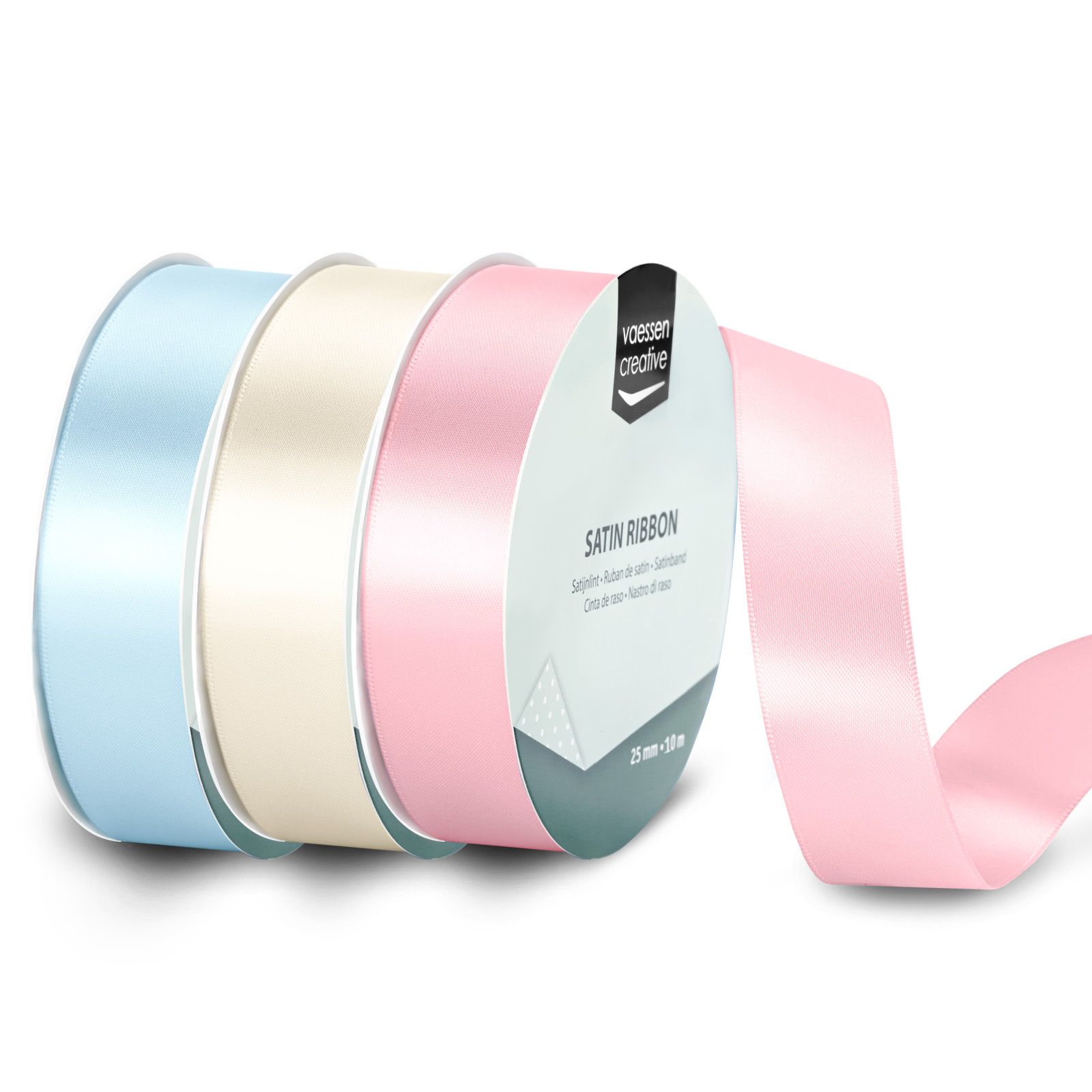 Vaessen Creative • Satinband Babyparty & Kommunion 10mx25mm 3St.