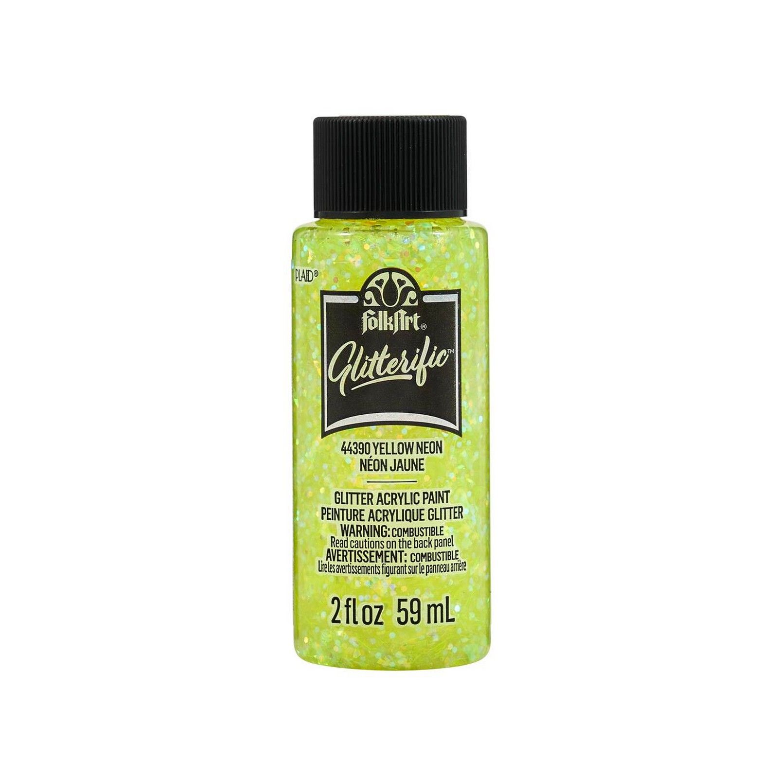 Folkart • Glitterific Acrylic Paint Neon Yellow 59ml