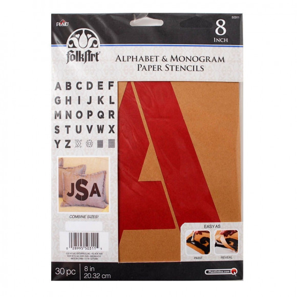 FolkArt • Monogram papier stencil 8" bold font letters