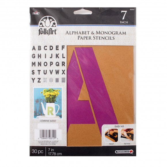 FolkArt • Monogram papier stencil 7" bold font letters