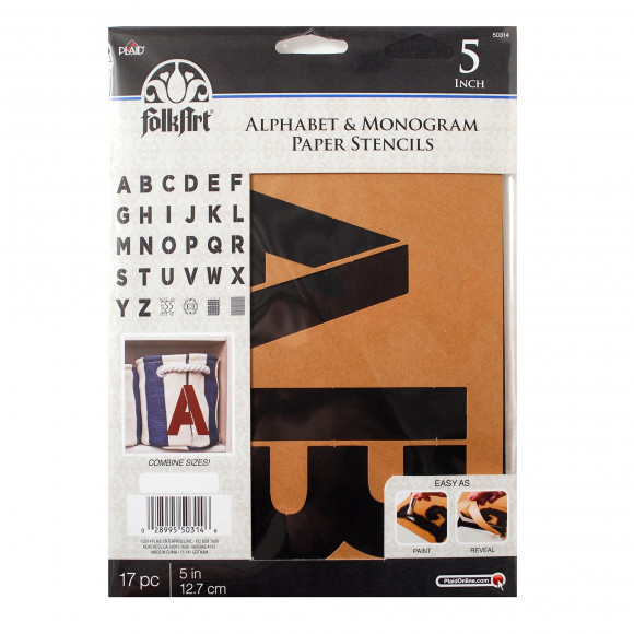 FolkArt • Monogram papier stencil 5" bold font letters