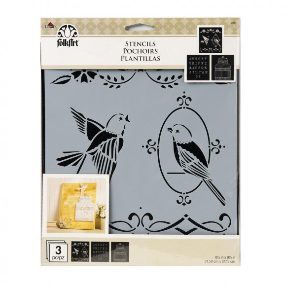 FolkArt • Stencil Bird Cage 3pcs