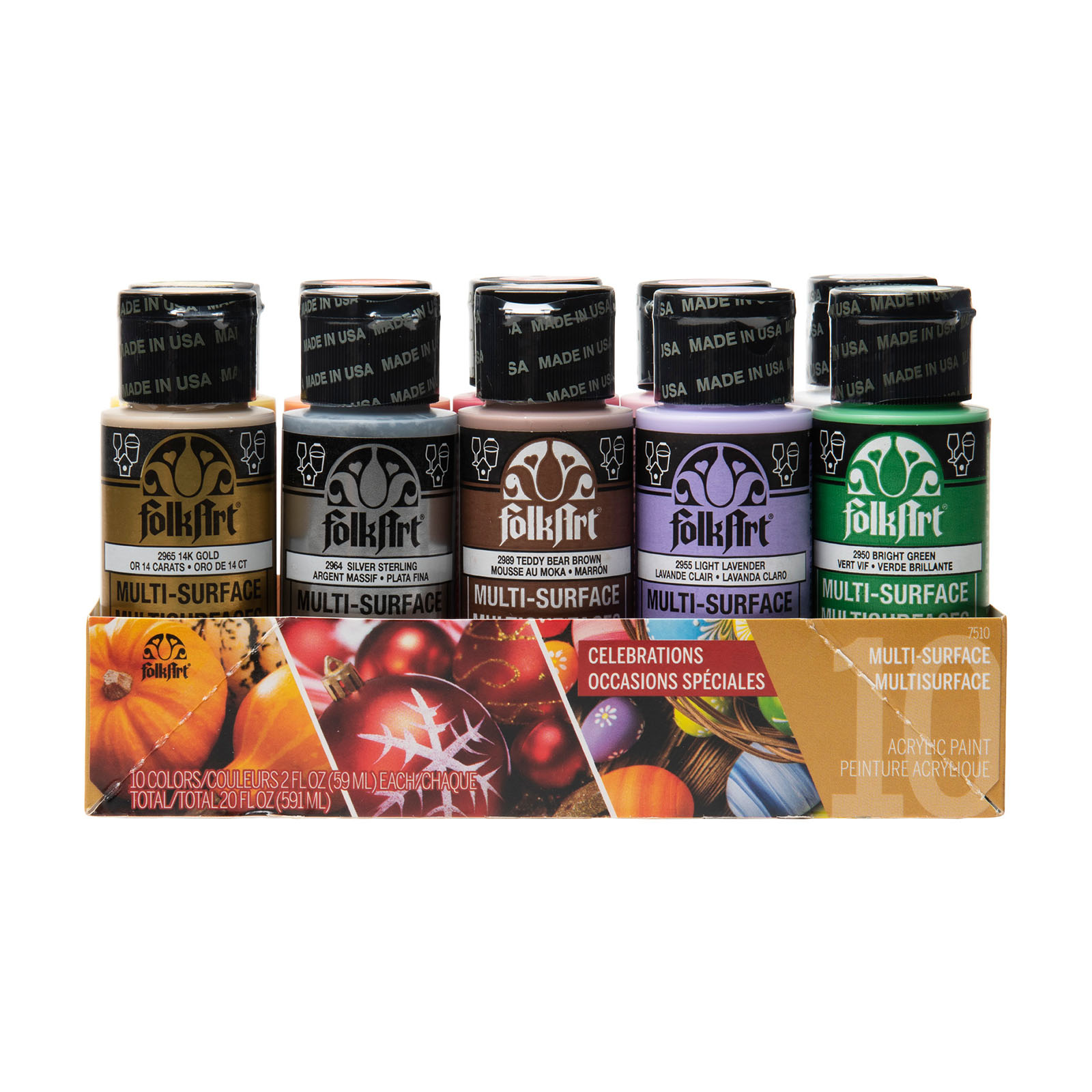 FolkArt • verf set multi surface 10 colors Celebration