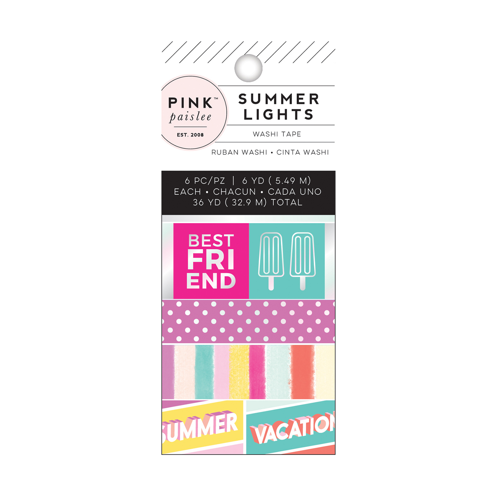 Pink Paislee • Summer lights mini washi tape set 6pcs
