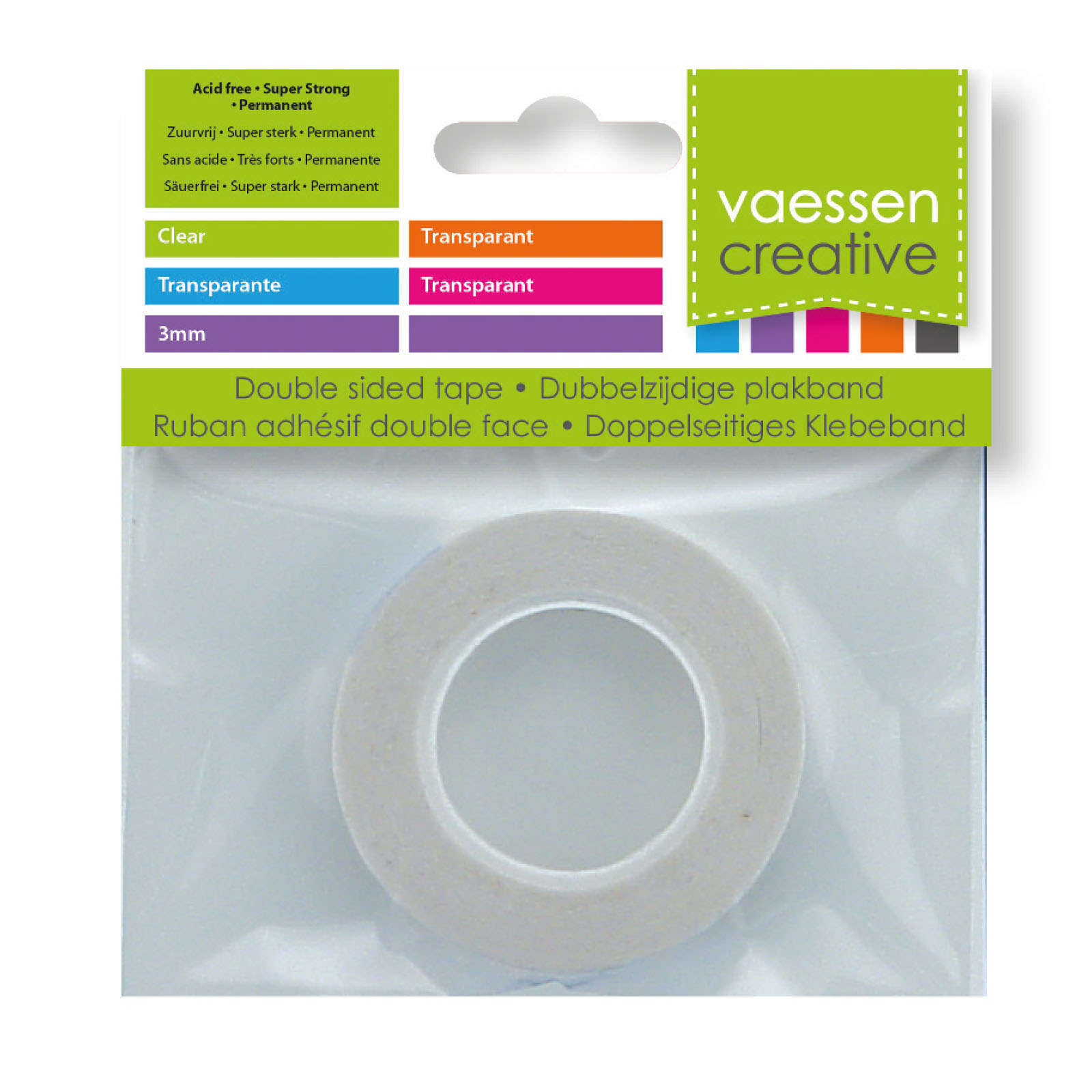 Vaessen Creative • Nastro adesivo a doppia faccia transparent 3mmx10m