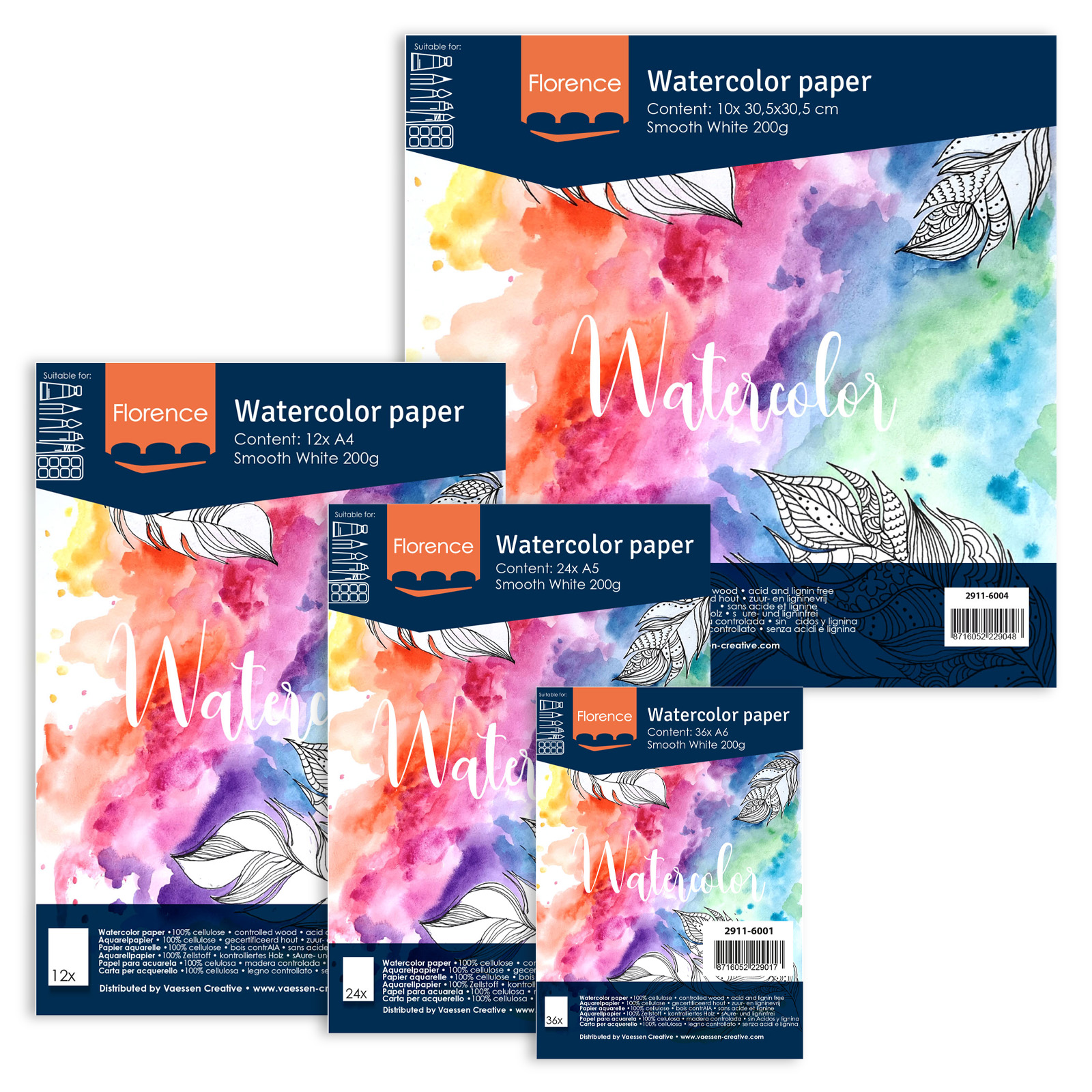 Florence • Papel de Acuarela Lisa 200g Blanco