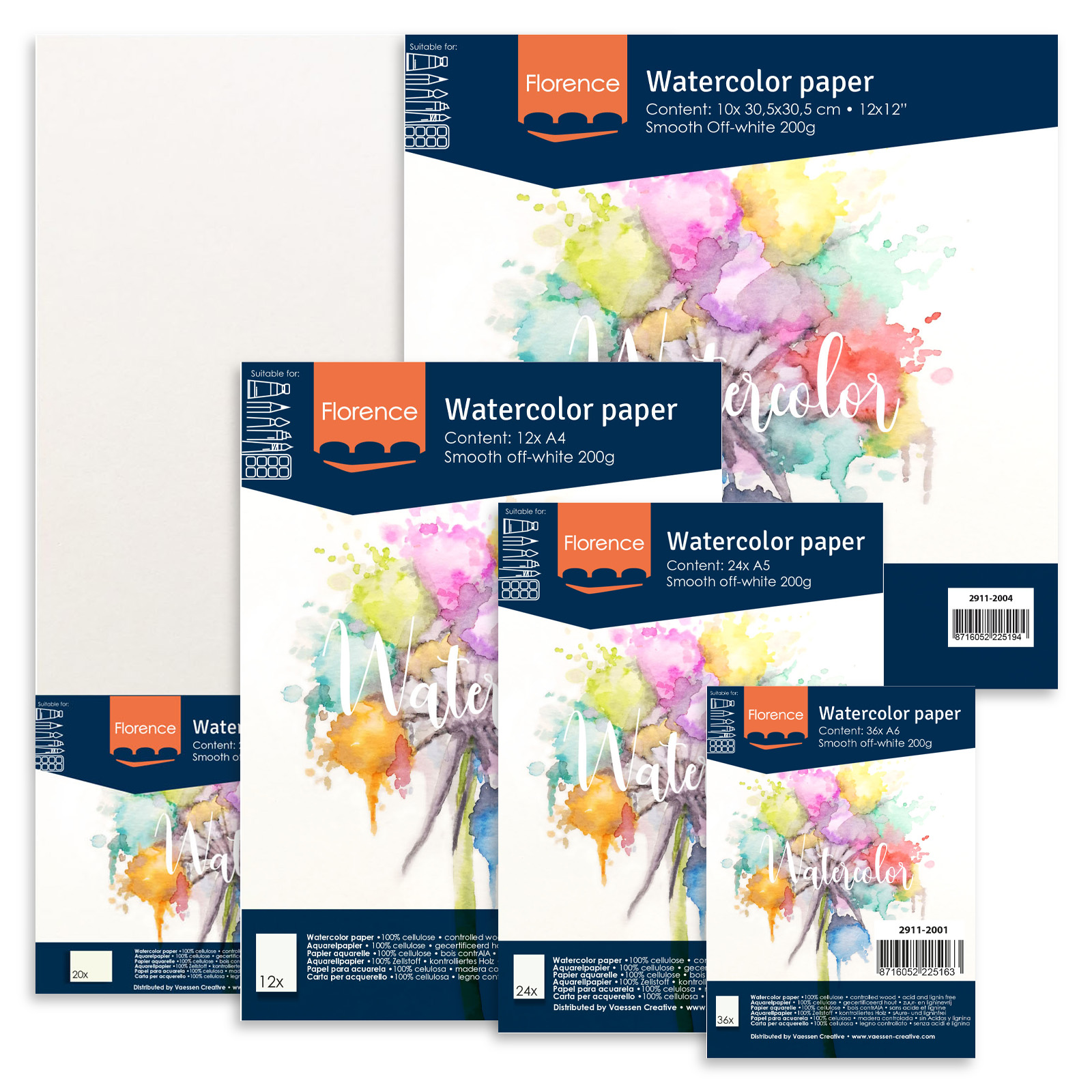 Florence • Papier d'Aquarelle 200g Lisse Blanc Cassé