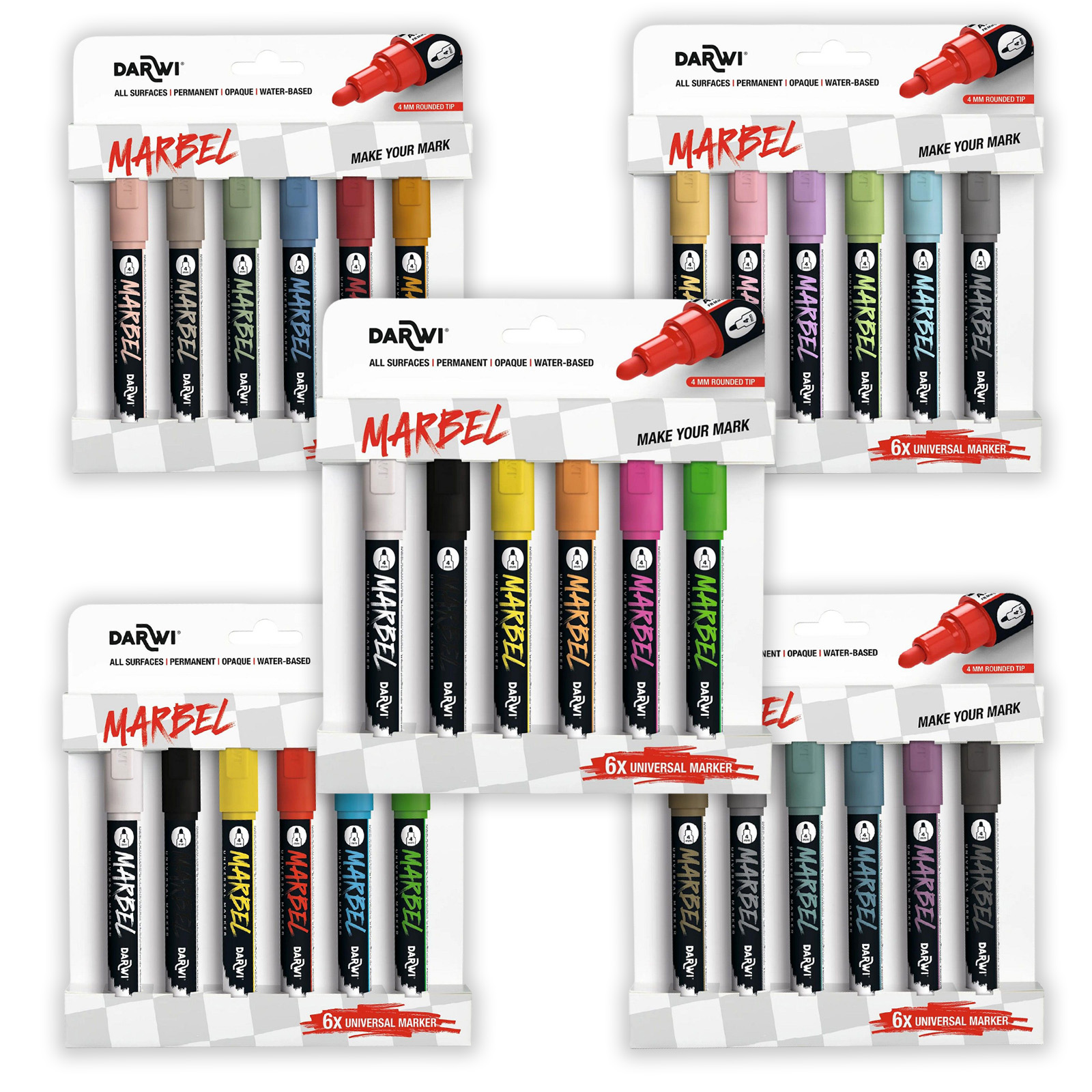 Darwi • Marbel Universal Markers 4mm punt 6pcs
