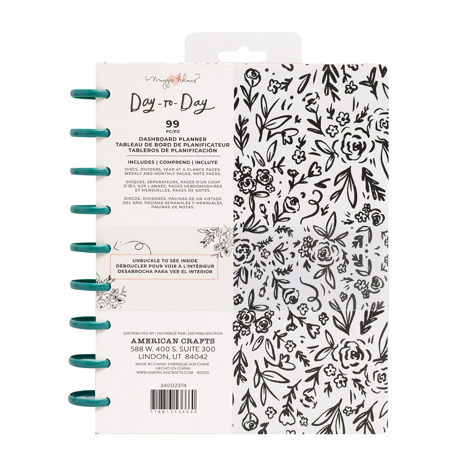 Crate Paper • Day-to-Day dashboard planner Black and White floral
