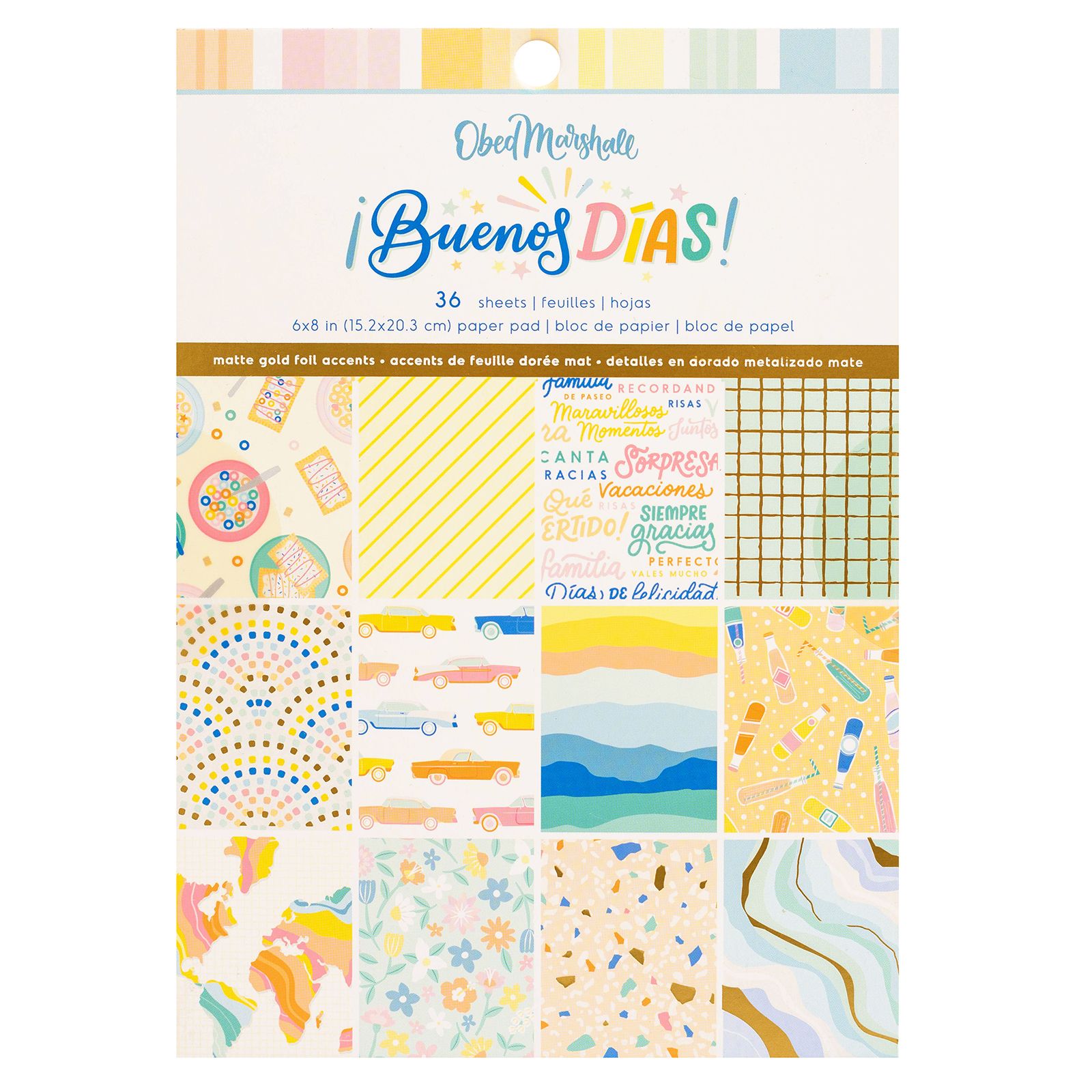 American Crafts • Paper pad Buenos días 15,2x20,3cm Gold foil