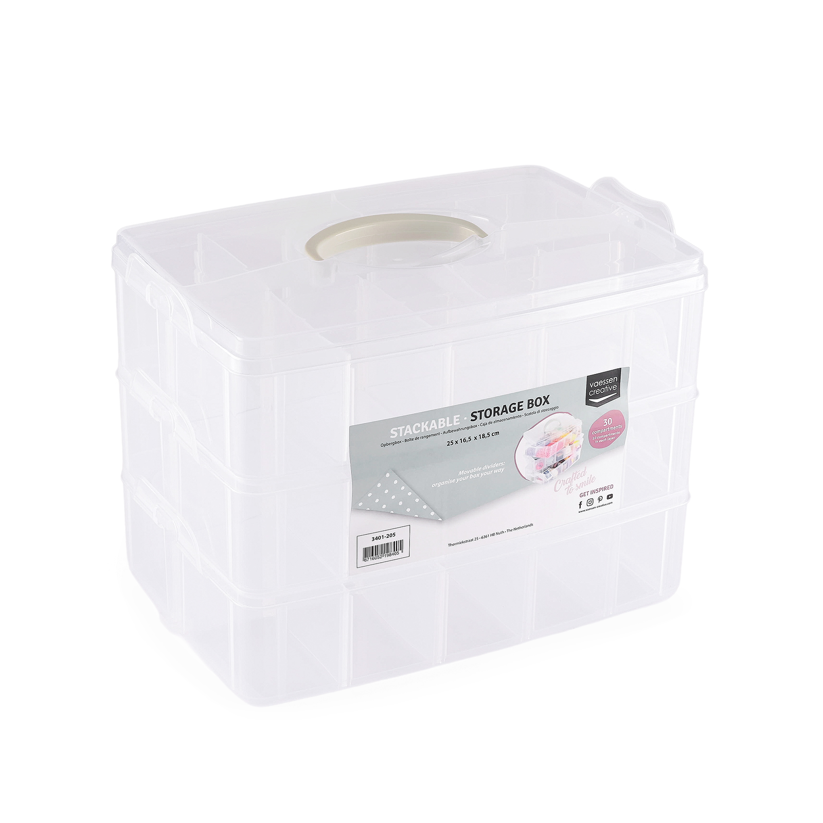 Vaessen Creative • Opbergbox Stapelbaar 25x16,5x18,5cm