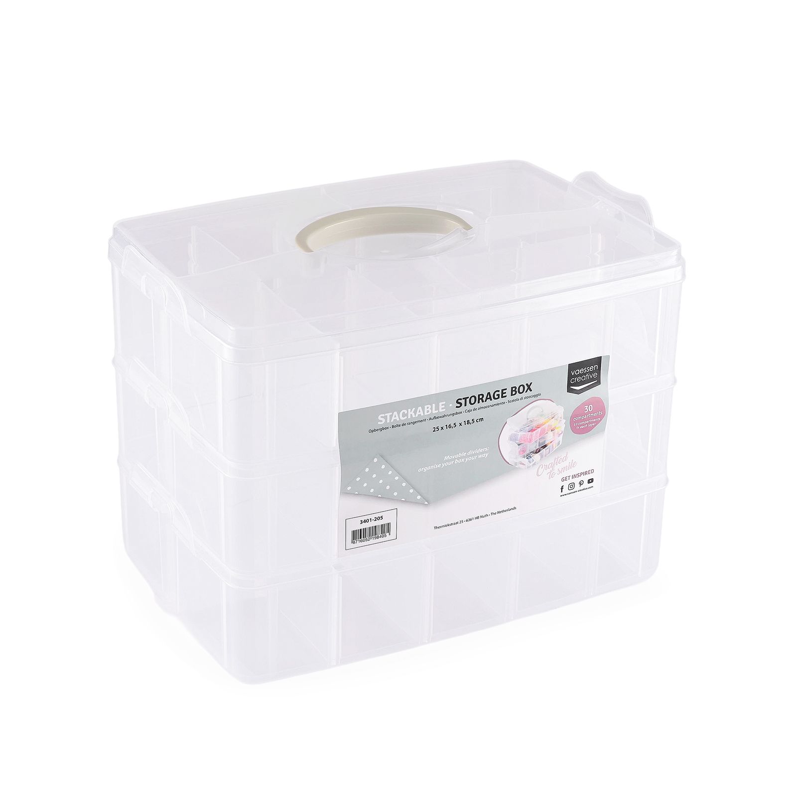 Vaessen Creative • Boîte de Rangement Empilable 25x16,5x18,5cm