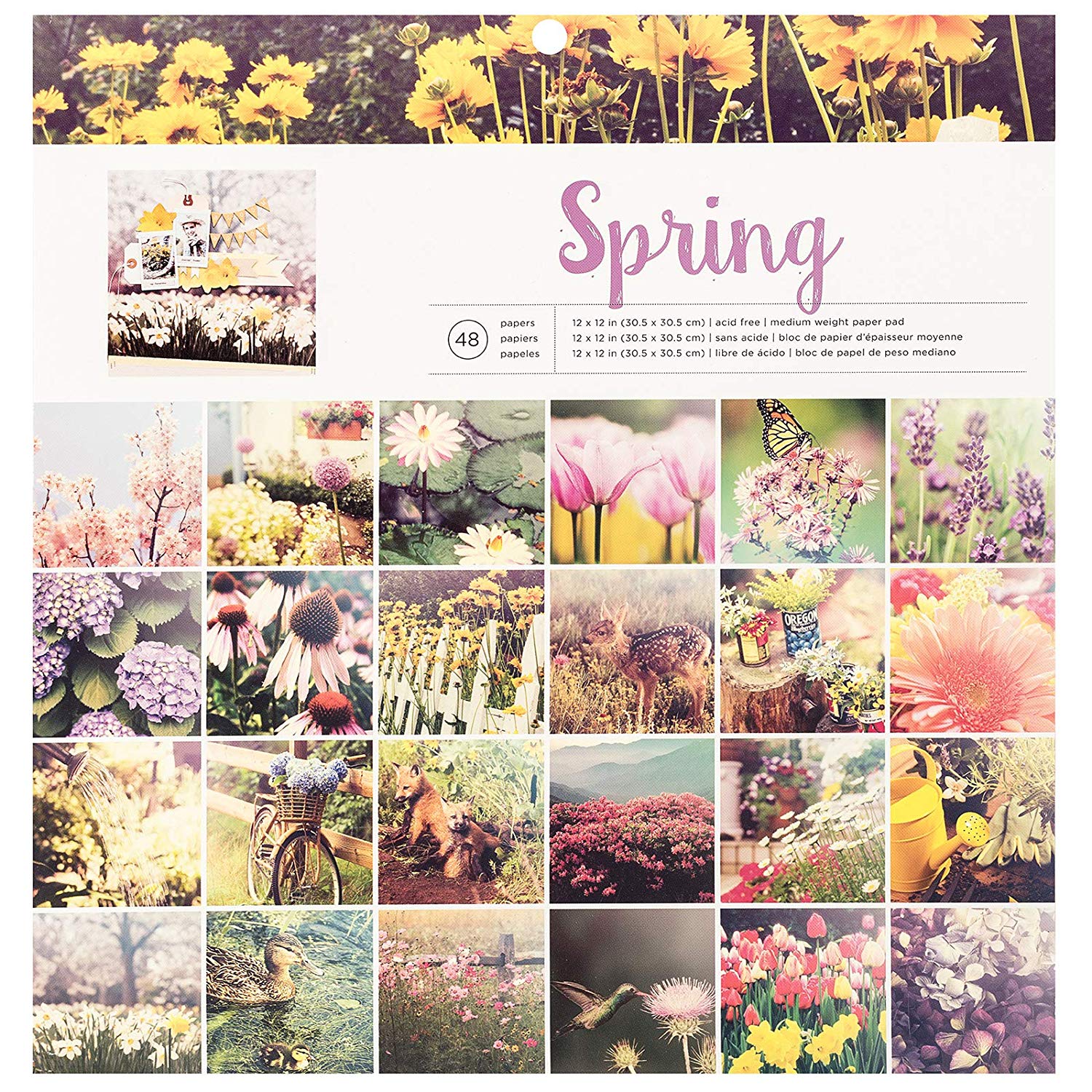 American Crafts • Paper pad 30,5x30,5cm photo Real spring 48 hojas