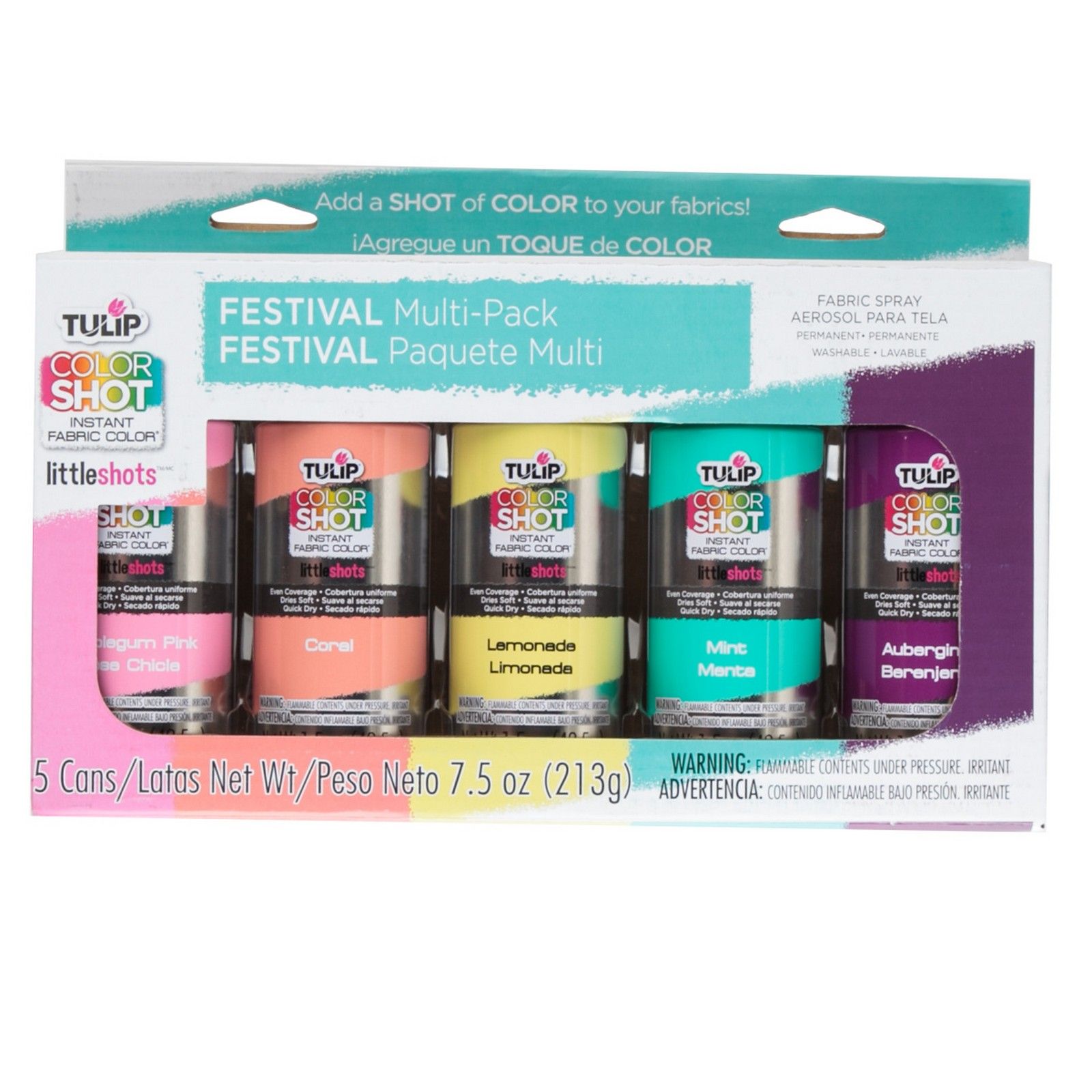 Tulip • ColorShot instant fabric color spray Festival 5pcs 