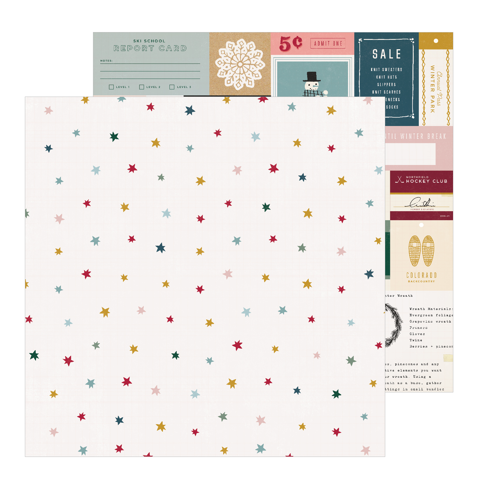 Crate paper • Snowflake paper 12x12" Marshmallow