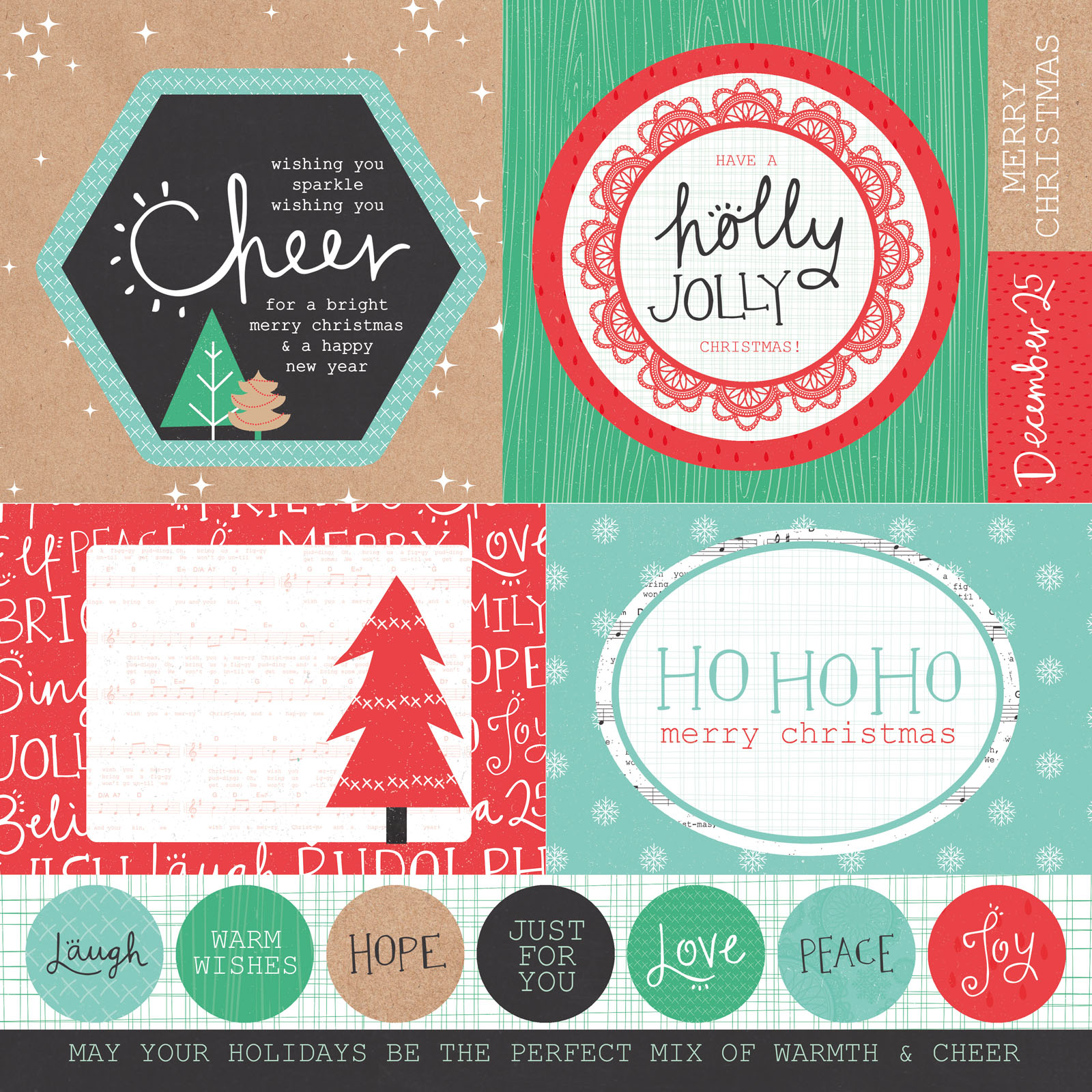 Kaisercraft • Holly jolly double-sided 12x12" Sprightly