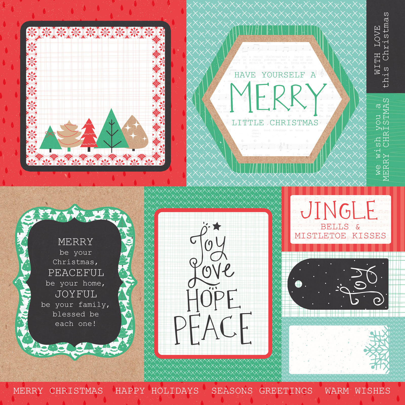 Kaisercraft • Holly Jolly Double-Sided 30,5X30,5Cm Chipper