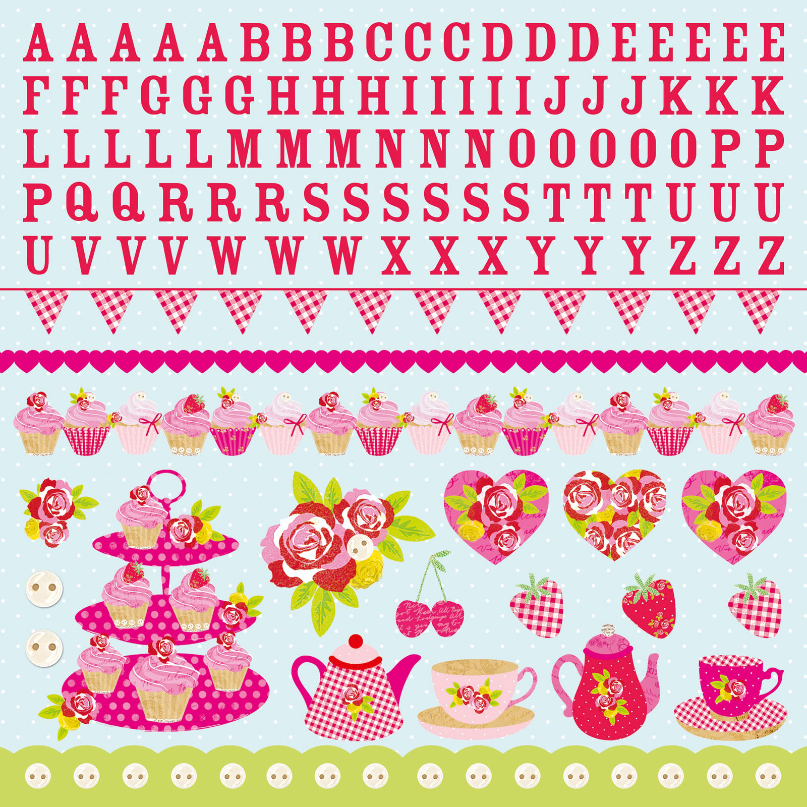 Kaisercraft • Tea party sticker sheet 30.5x30.5cm