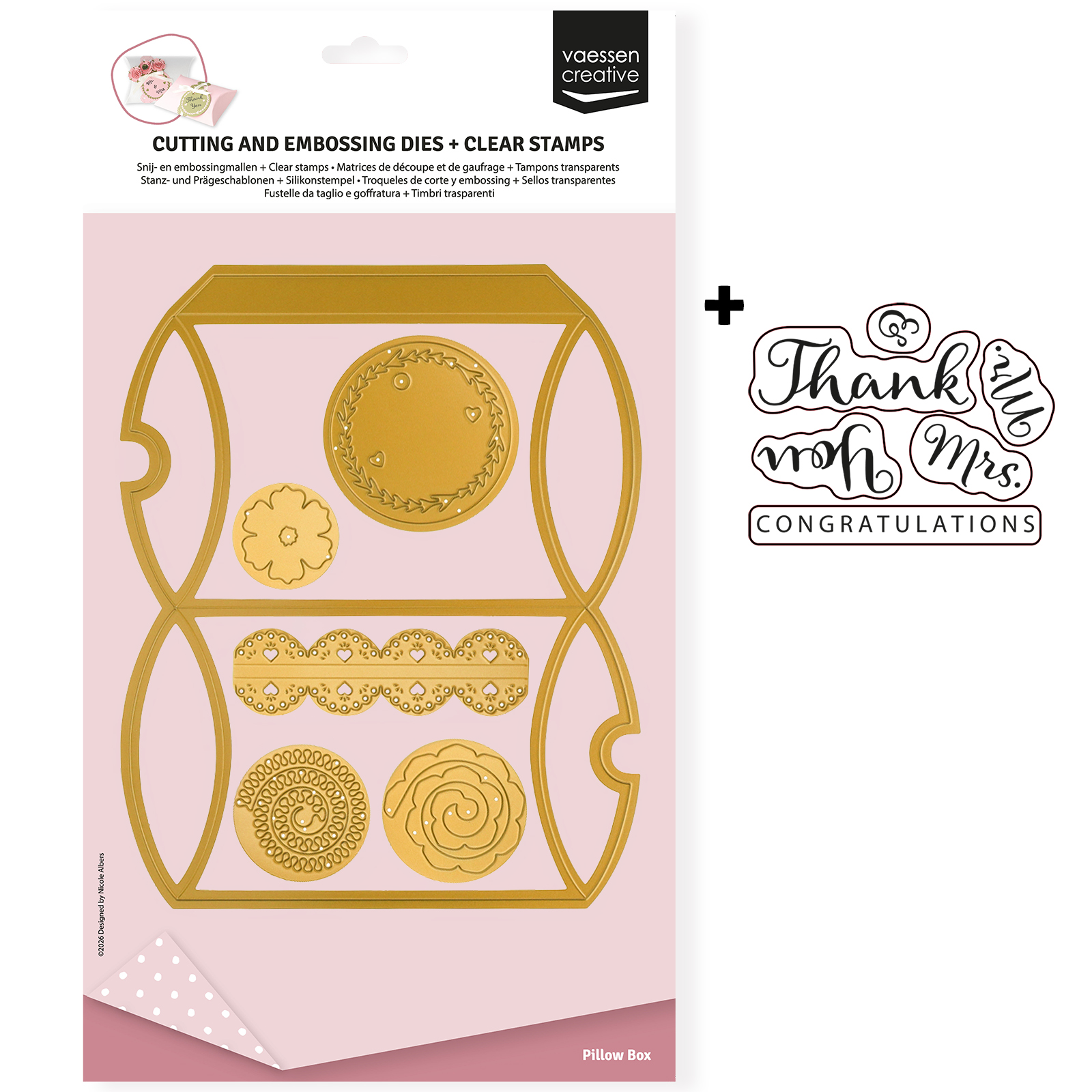 Vaessen Creative • Stamp & Die Set A4 Pillow Box 12pcs
