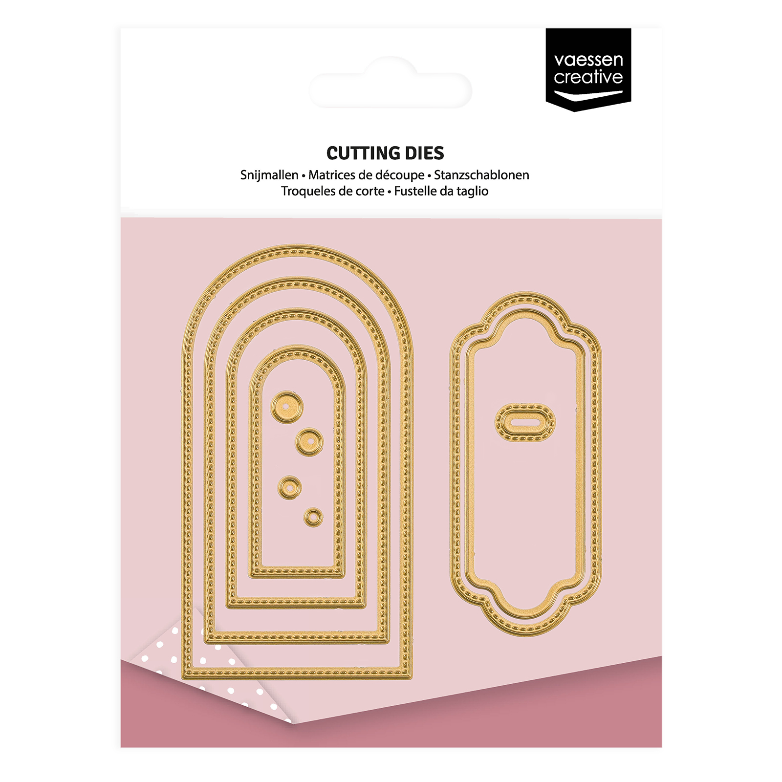 Vaessen Creative • Troqueles de Corte y Embossing para Mini Máquina Banderines & Etiquetas Redondos 11uds
