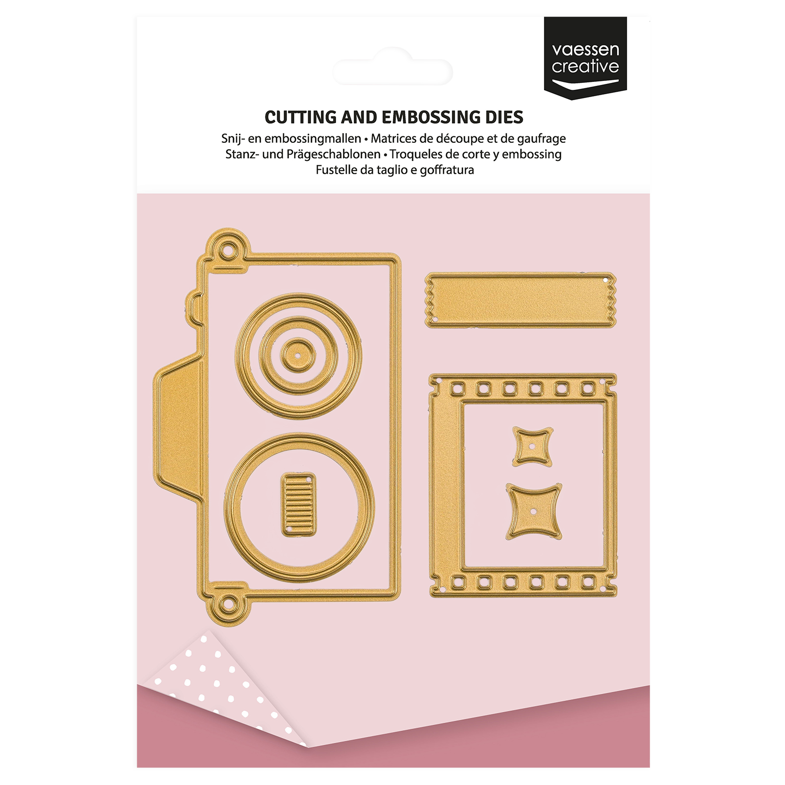 Vaessen Creative • Troqueles de Corte y Embossing para Mini Máquina Cámara Vintage 9uds