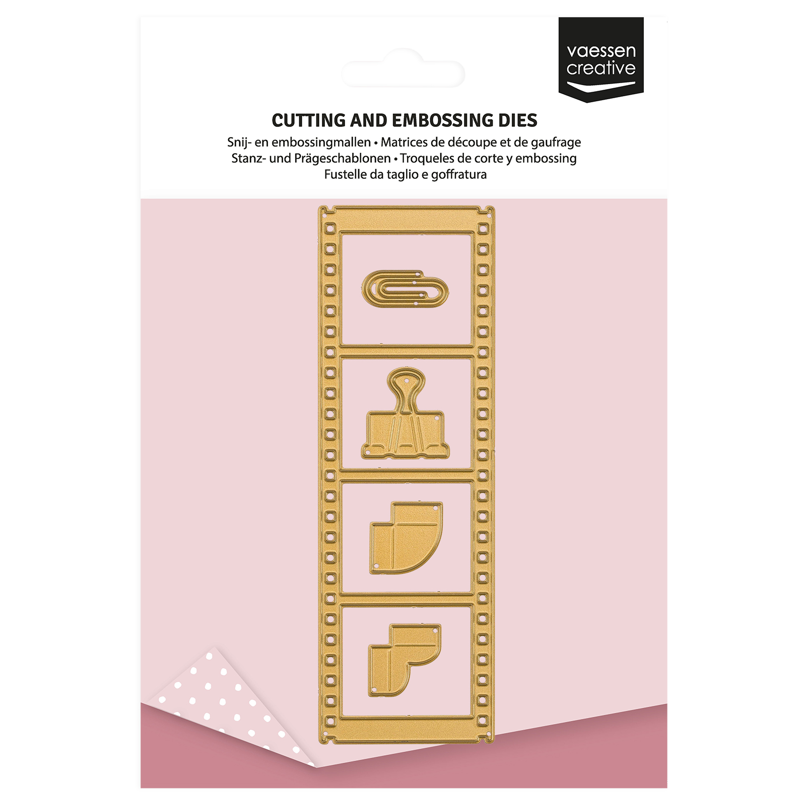 Vaessen Creative • Troqueles de Corte y Embossing para Mini Máquina Tira de Película Vintage 5uds