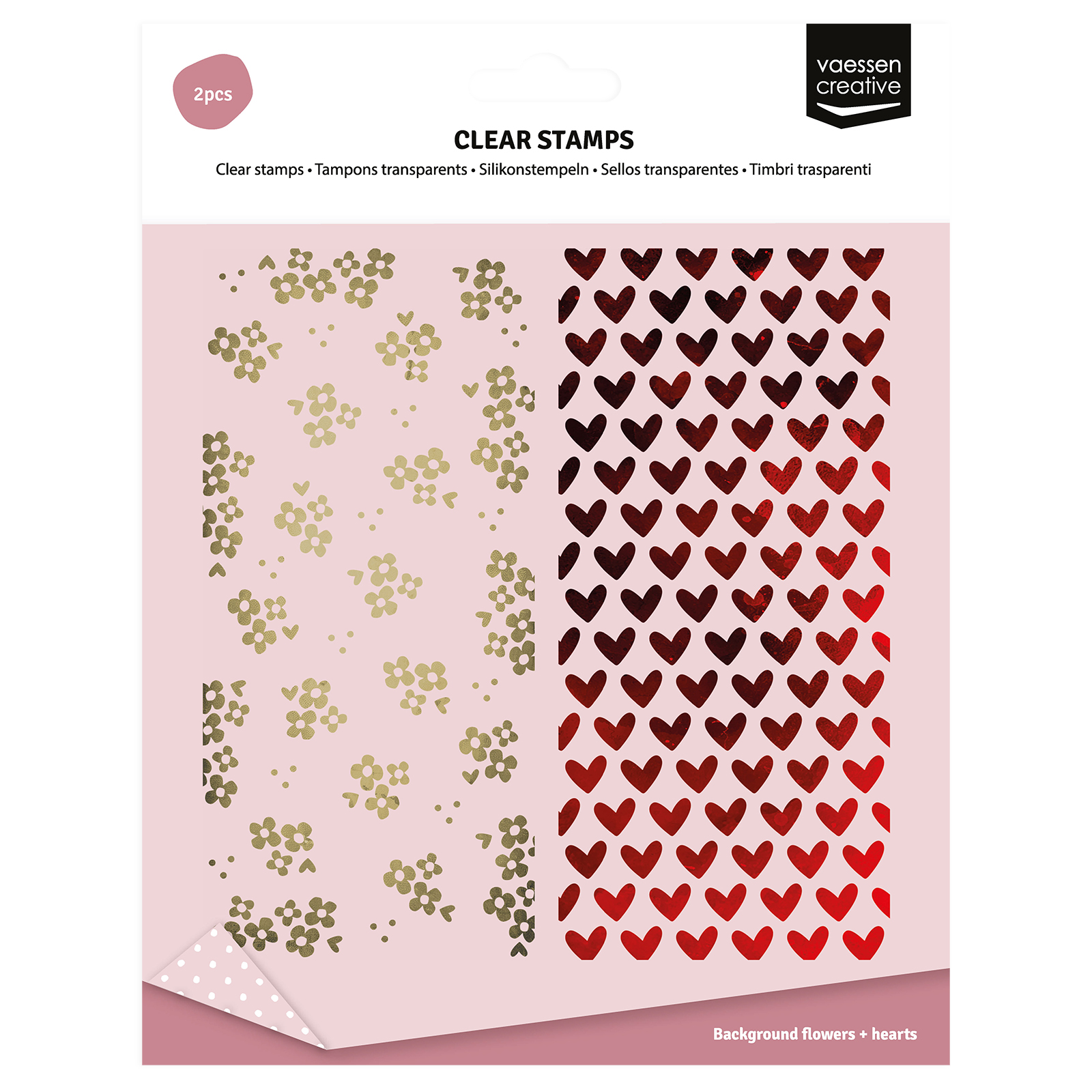 Vaessen Creative • Clear Stamps Achtergrond Hartjes & Bloemetjes 2st.
