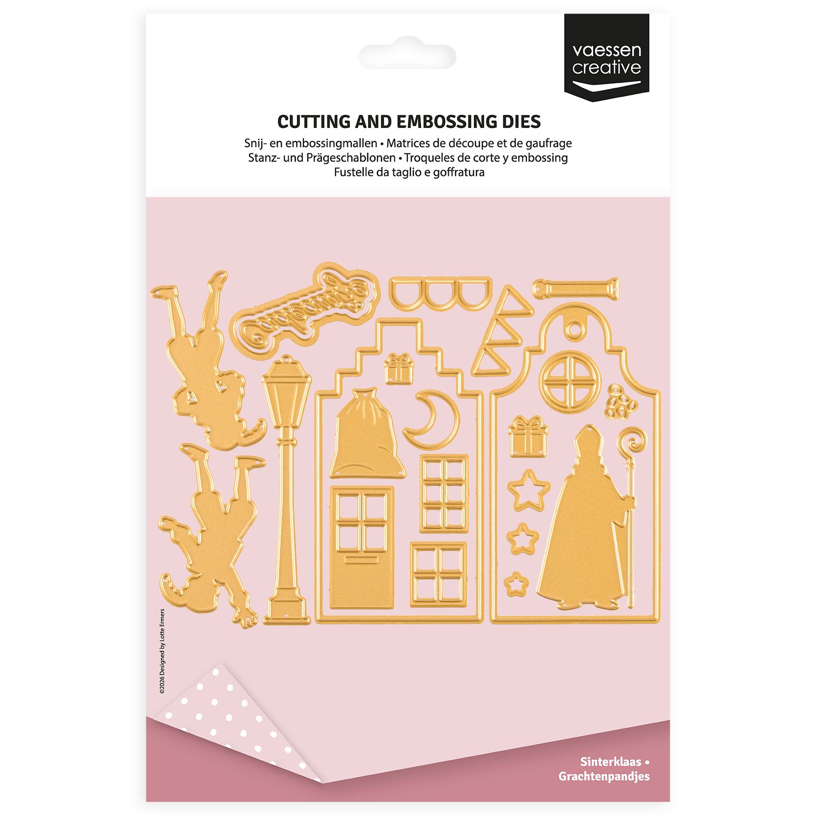 Vaessen Creative • Matrices de Découpe et de Gaufrage Saint-Nicolas Maisons de Canal 26pcs