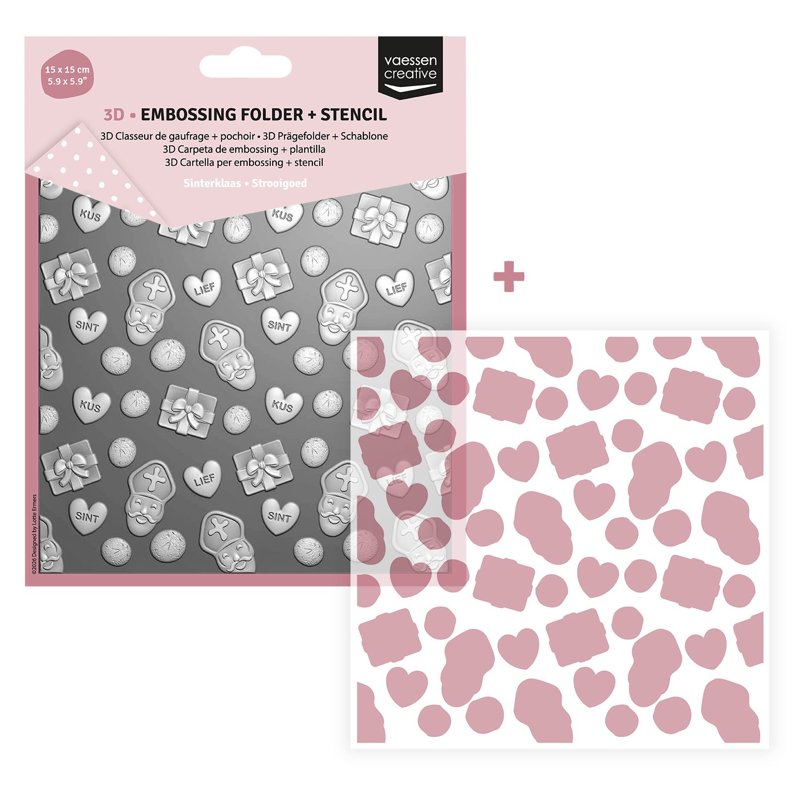 Vaessen Creative • 3D Classeur de Gaufrage & Pochoir Bonbons Festifs 15x15cm