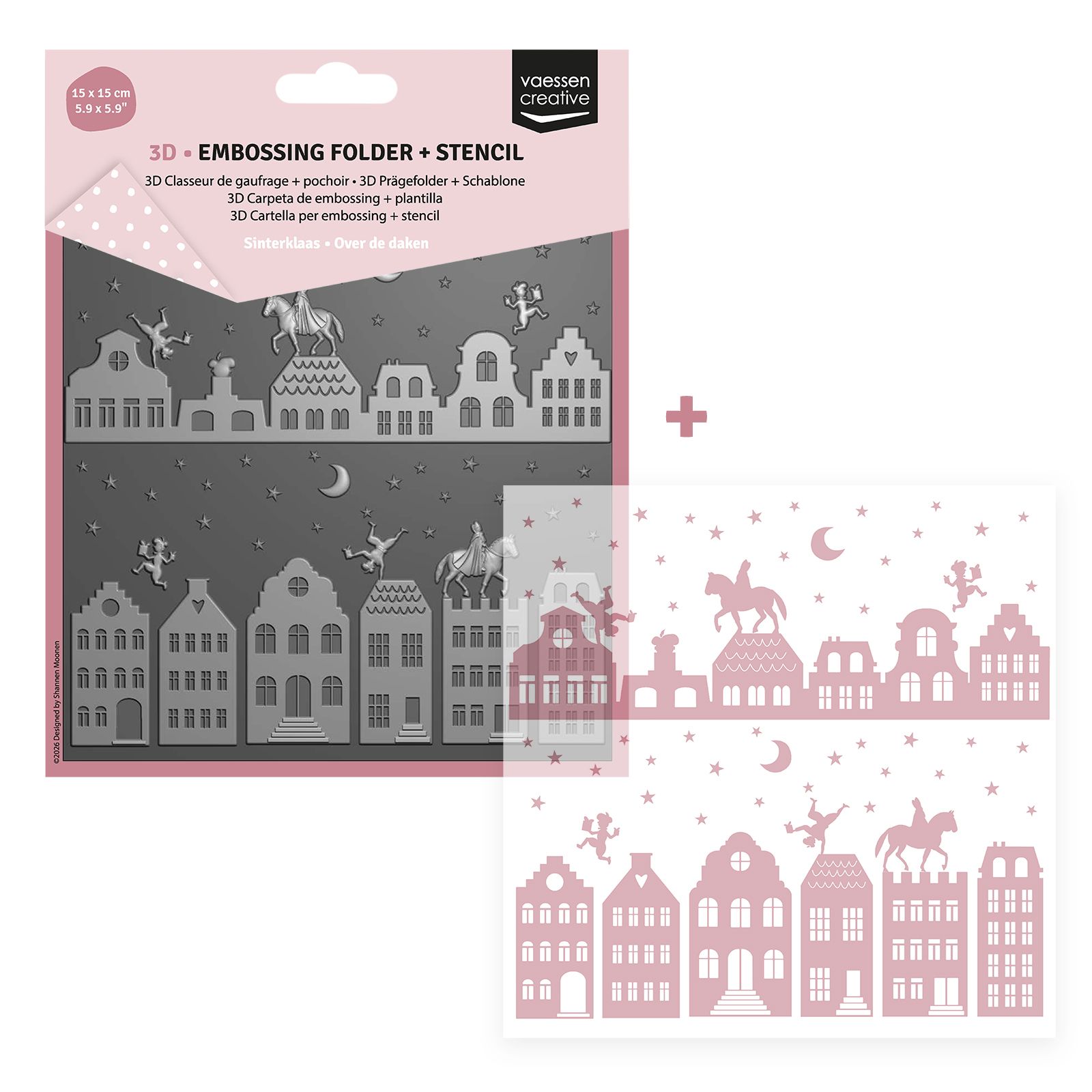 Vaessen Creative • 3D Classeur de Gaufrage & Pochoir Sur les Toits 15x15cm