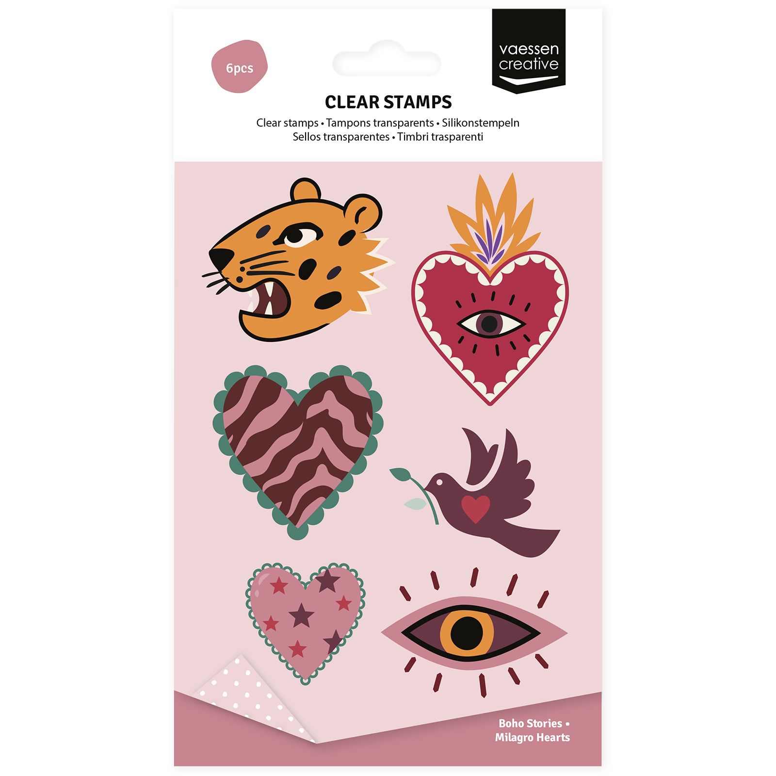 Vaessen Creative • Clear Stamps Set Milagro Hearts A6 6st.