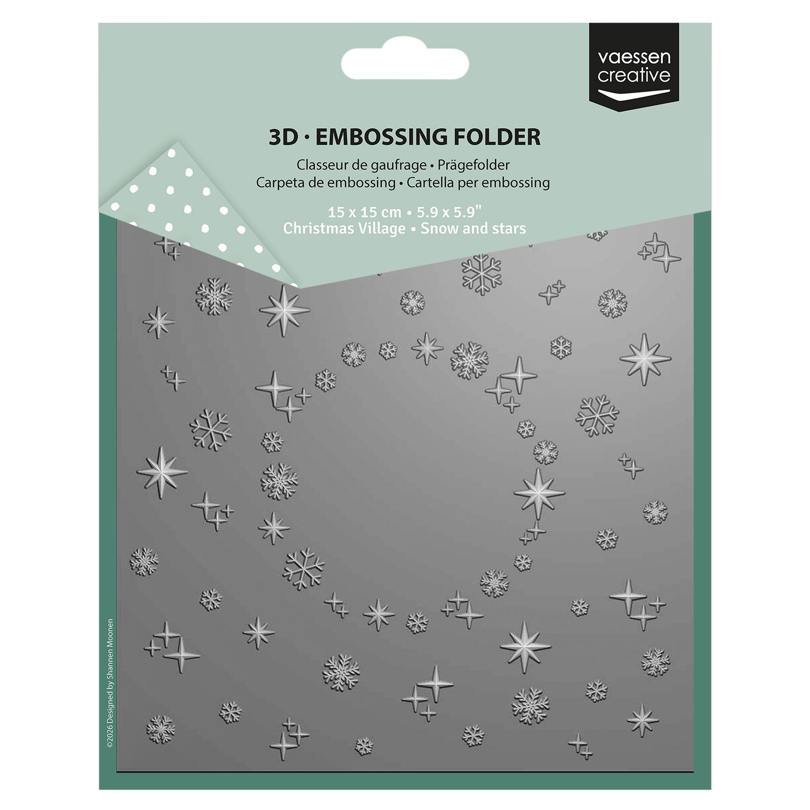 Vaessen Creative • 3D Embossing Folder Snow & Stars 5.9x5.9″