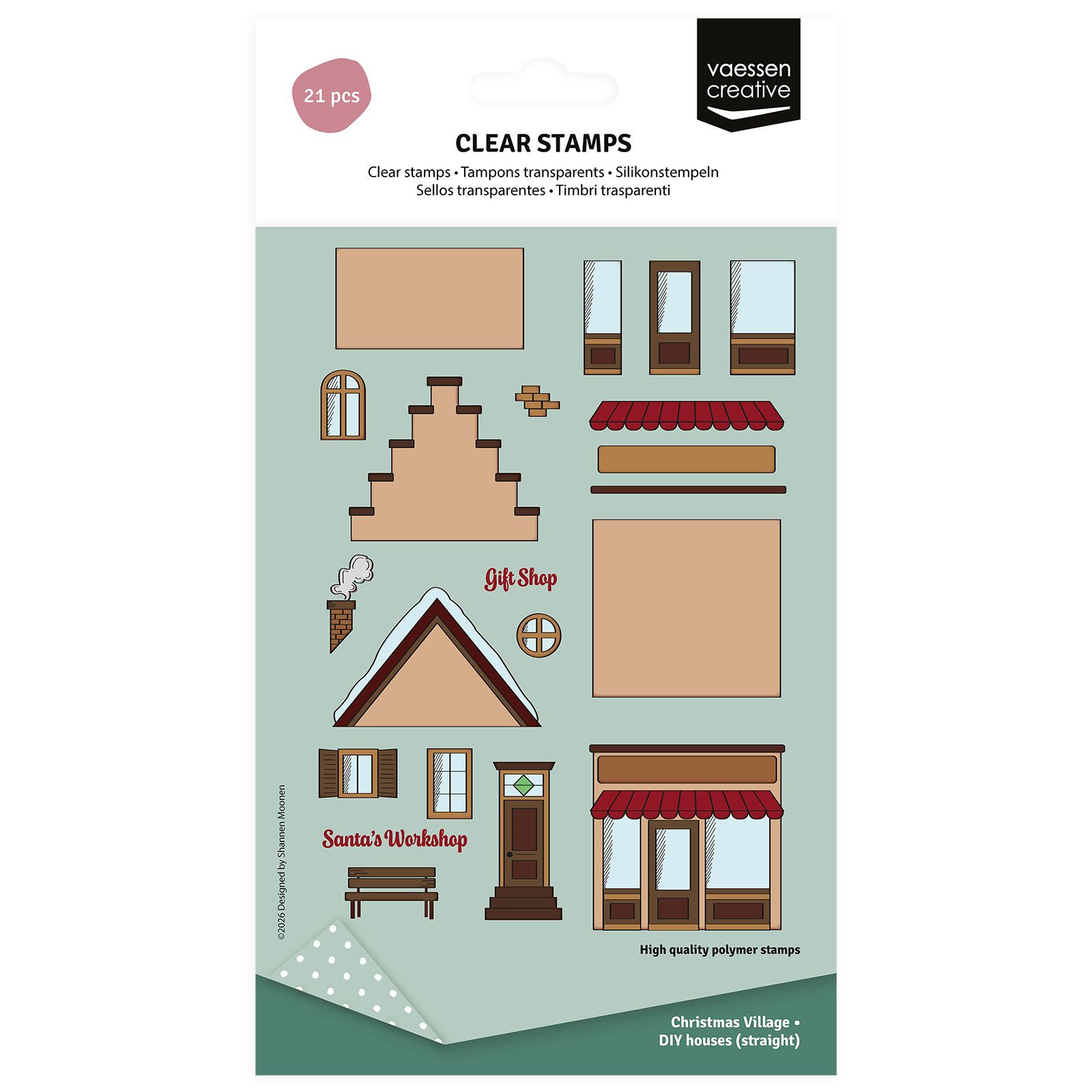 Vaessen Creative • Clear Stamps Set DIY Stepped Gable Houses A5 21pcs