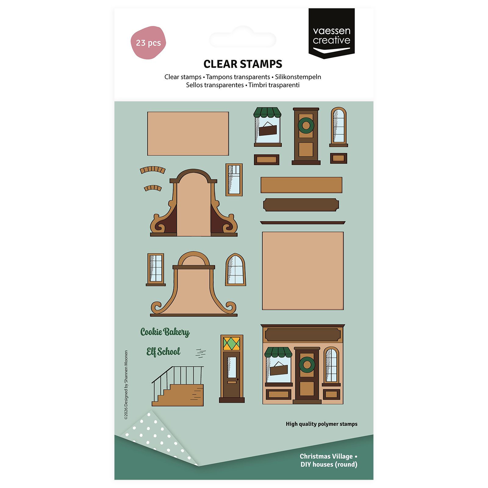 Vaessen Creative • Clear Stamps Set DIY Bell Gable Houses A5 23 pcs