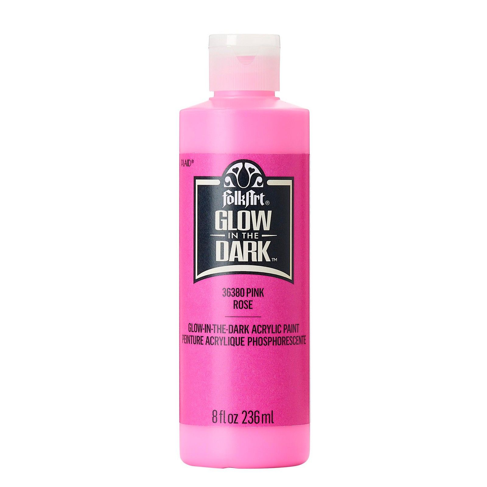 Folkart • Glow In The Dark Acrylic Paint Pink 236ml