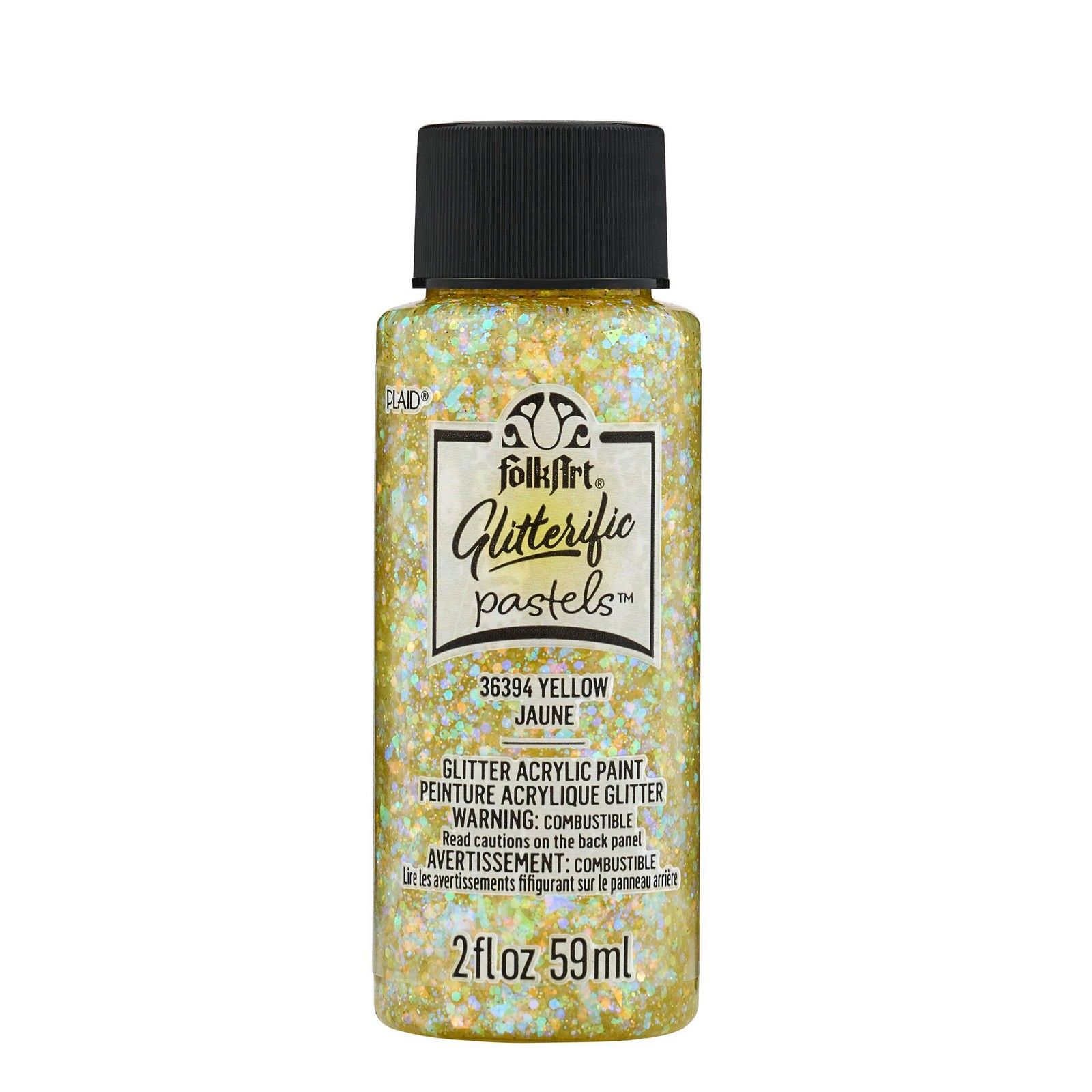 Folkart • Glitterific Pastels Acrylic Paint Yellow 59ml