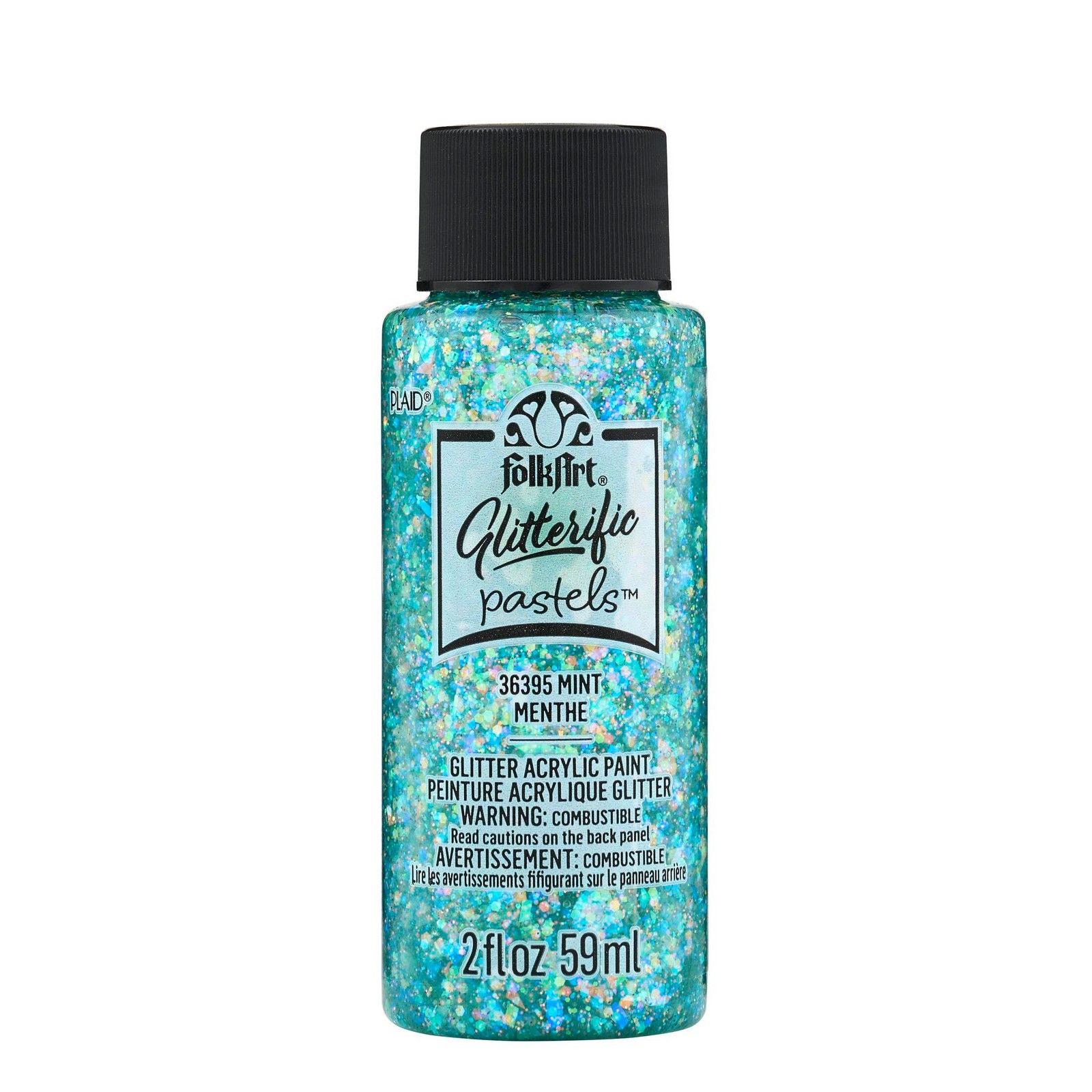 Folkart • Glitterific Pastels Acrylic Paint Mint 59ml