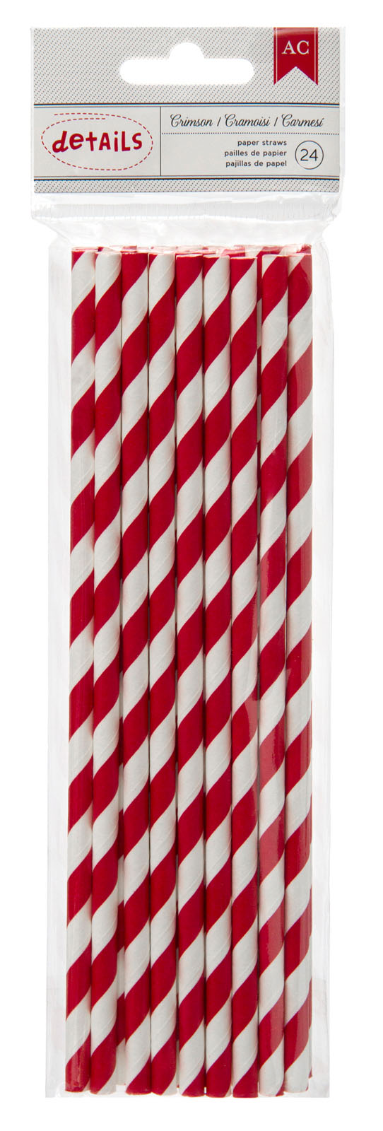 American Crafts • Paper straws 4 crimson stripe
