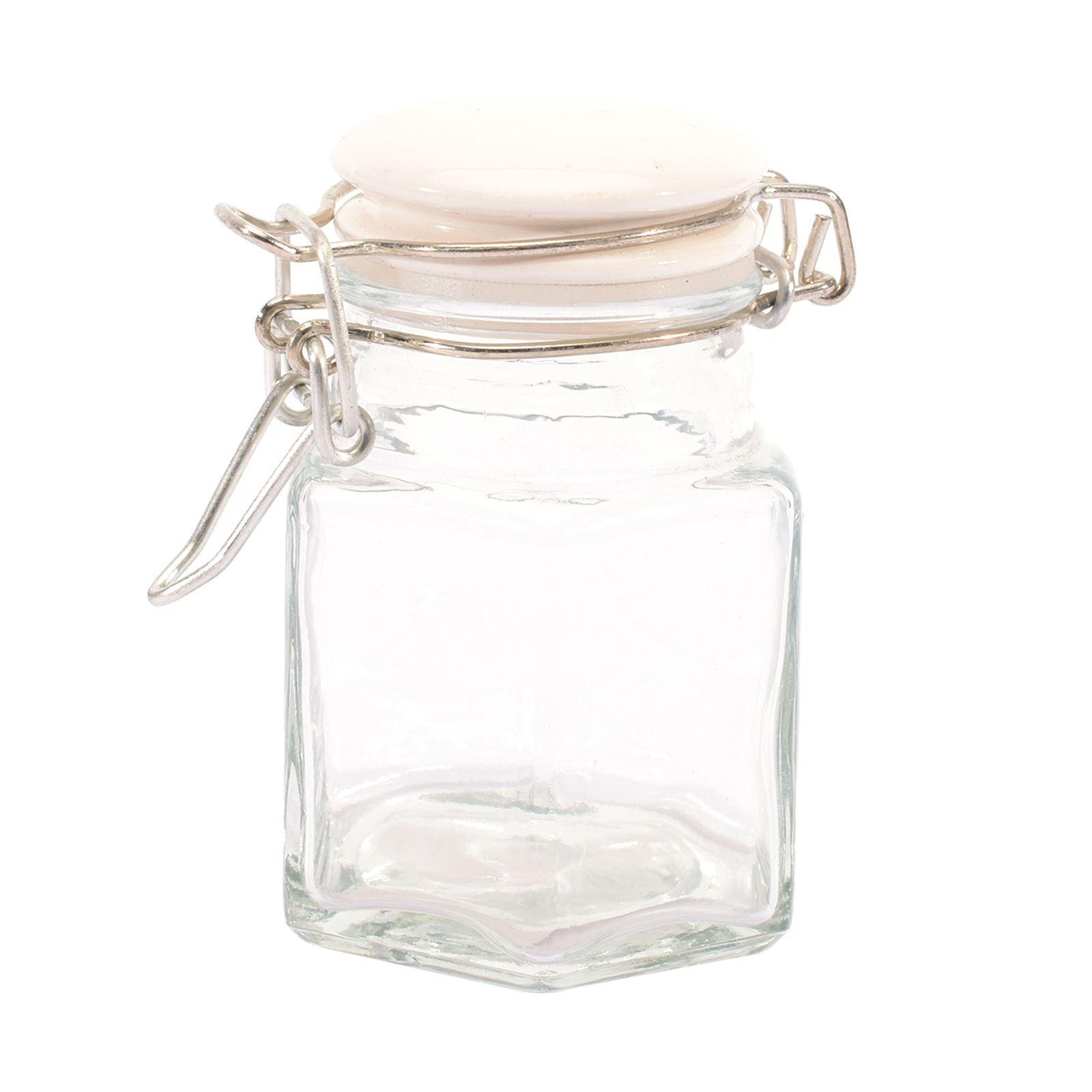 Vaessen Creative • Glass jar hexagonal 100ml ceramic