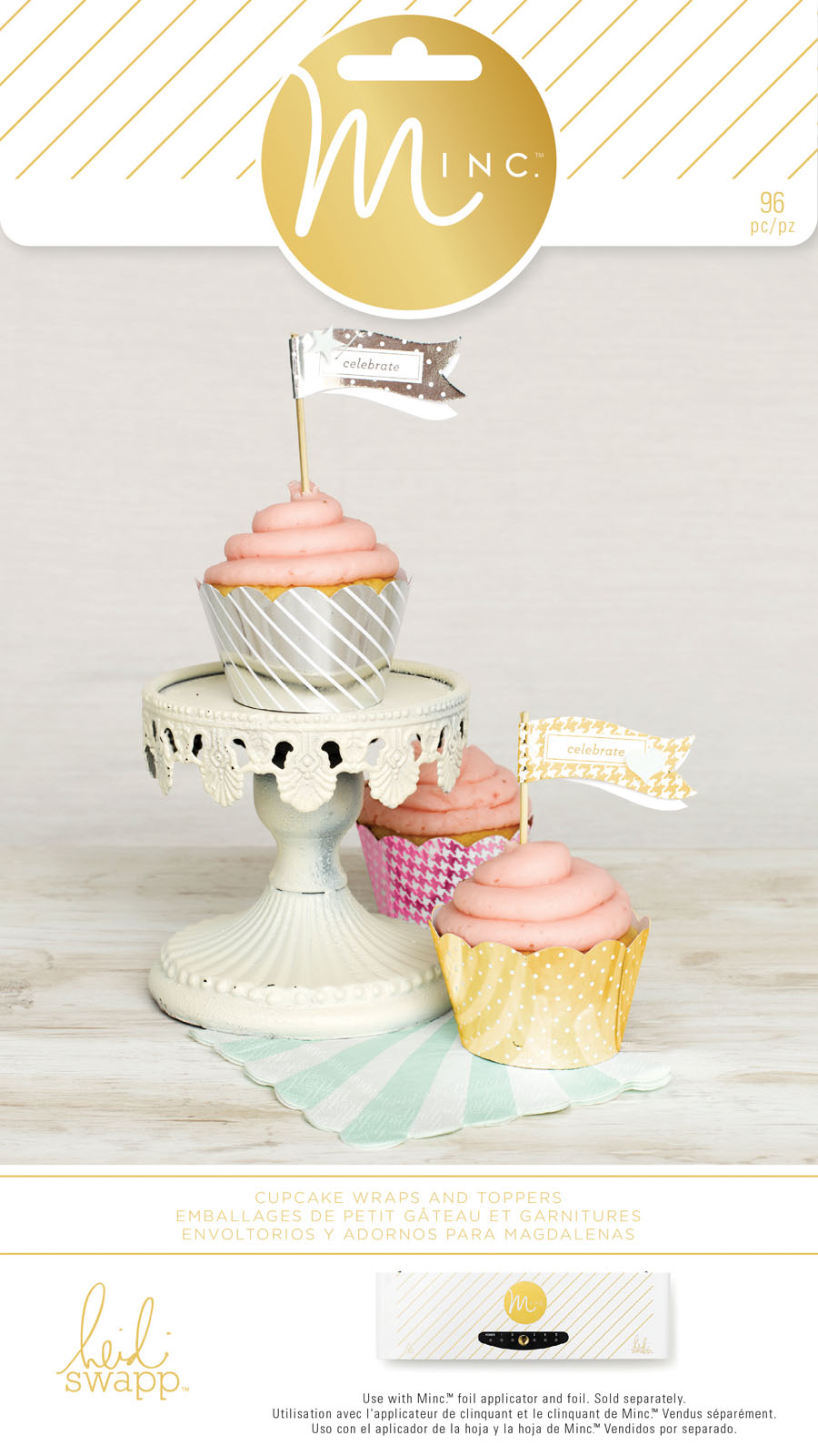 American Crafts • Minc cupcake wraps & toppers x96