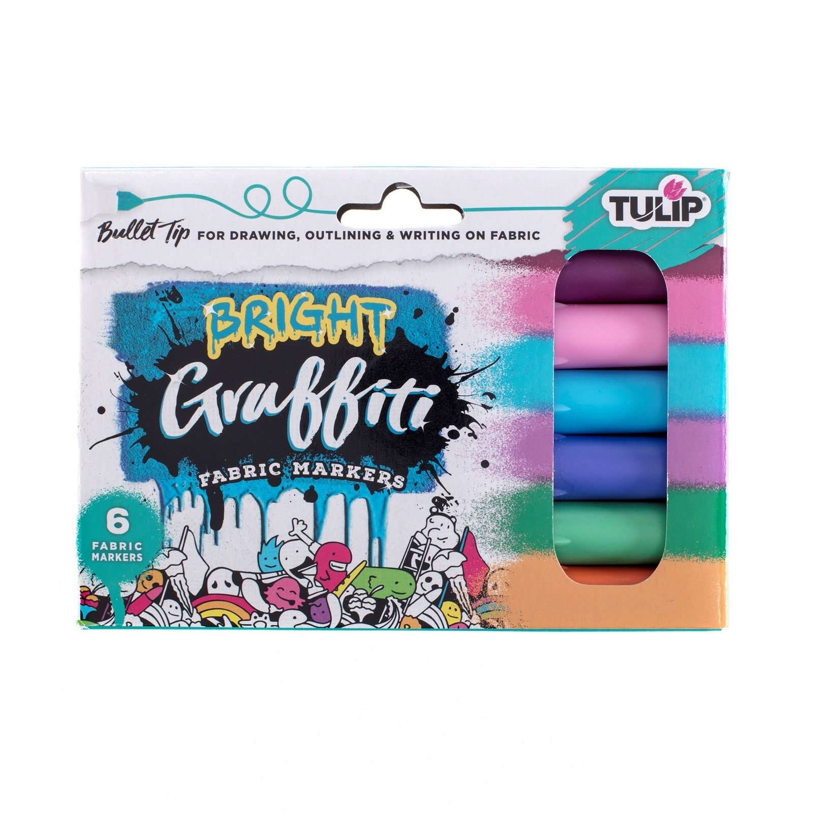 Tulip • Pennarello Indelebile Tessuti Graffiti Brights 6pz