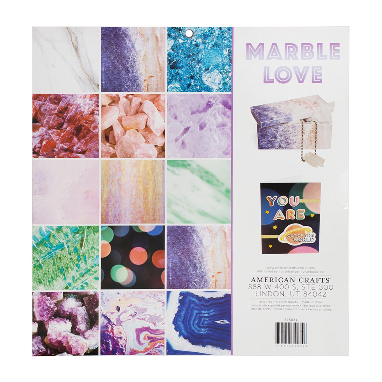 American Crafts • Paper pad 12x12" Marble love 48 sheets