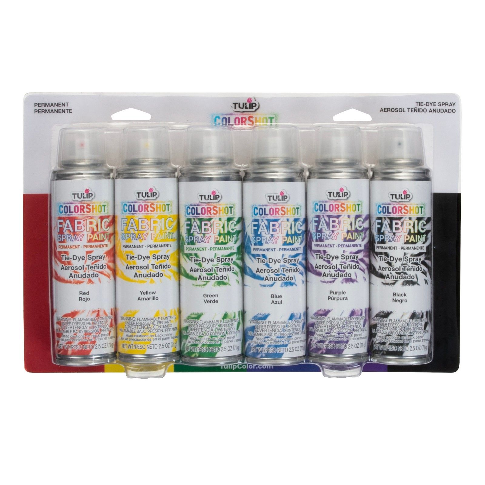 Tulip • ColorShot instant fabric color spray Rainbow tie dye 6pcs 