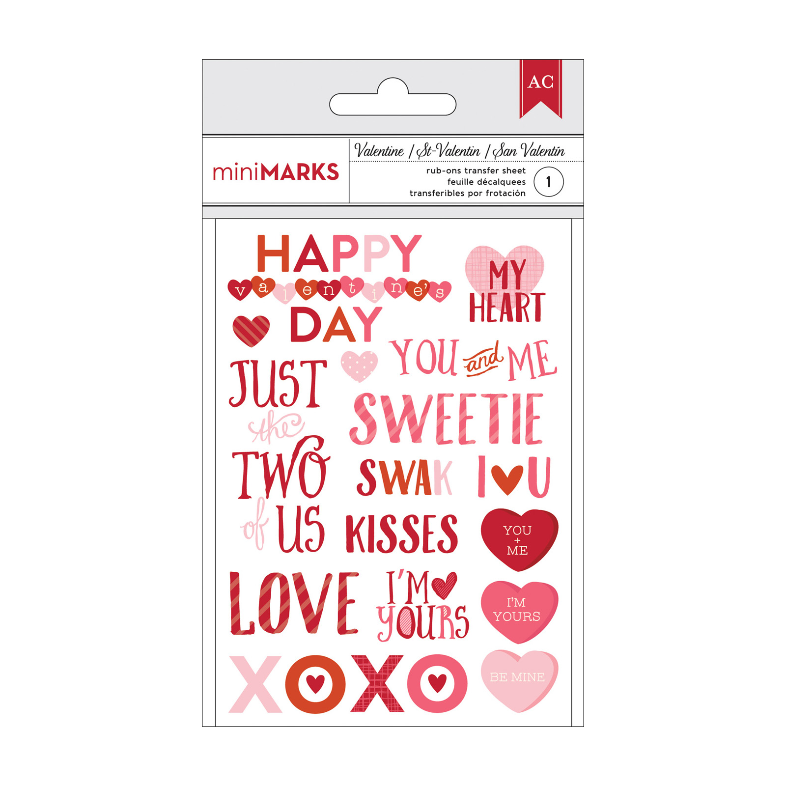 American Crafts • Valentines rub-ons phrase