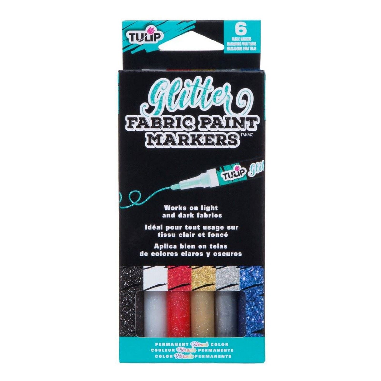 Tulip • Fabric markers opaque Glitter 6pcs