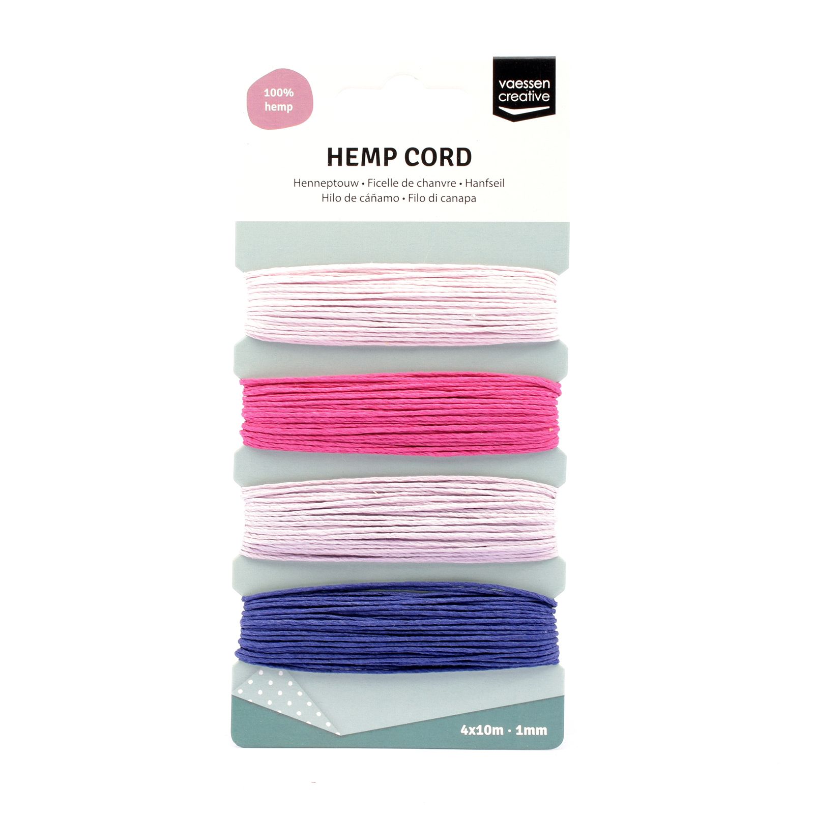 Vaessen Creative • Hemp Cord Assortiment 4x10m Purple/Pink