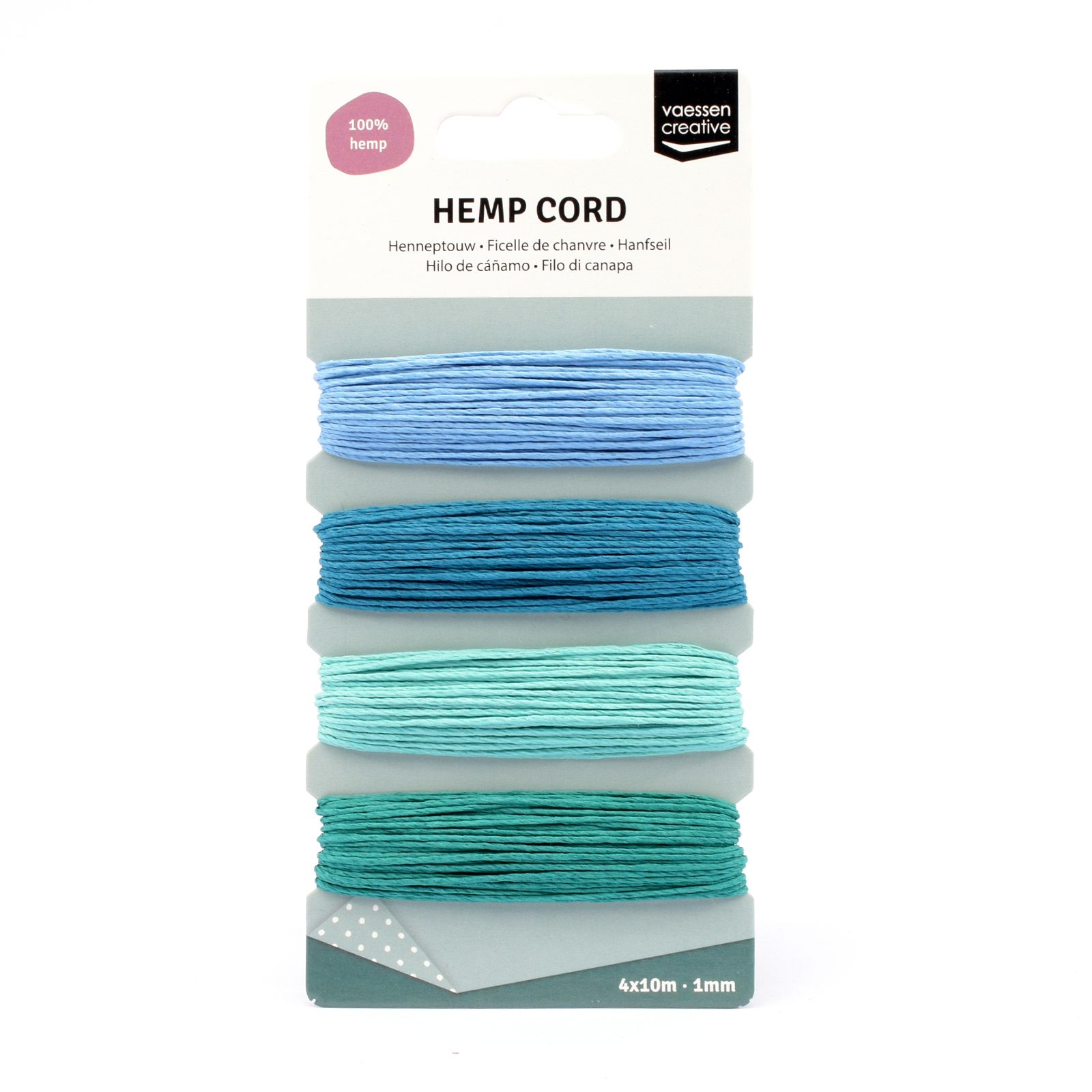 Vaessen Creative • Hemp Cord Assortiment 4x10m Blue/Green