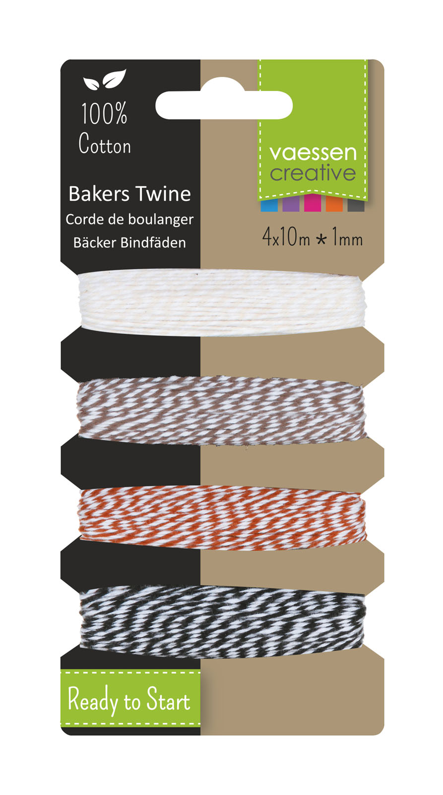 Vaessen Creative • Bakers Twine 4x10m Ecru-Brown-Red-Black