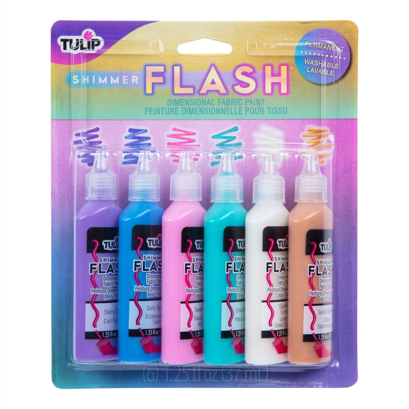 Tulip • Dimensional fabric paint Shimmer flash 6pcs